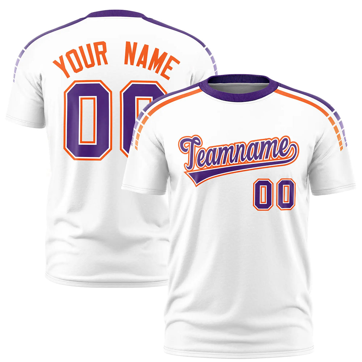 Custom White Purple-Orange Performance T-Shirt