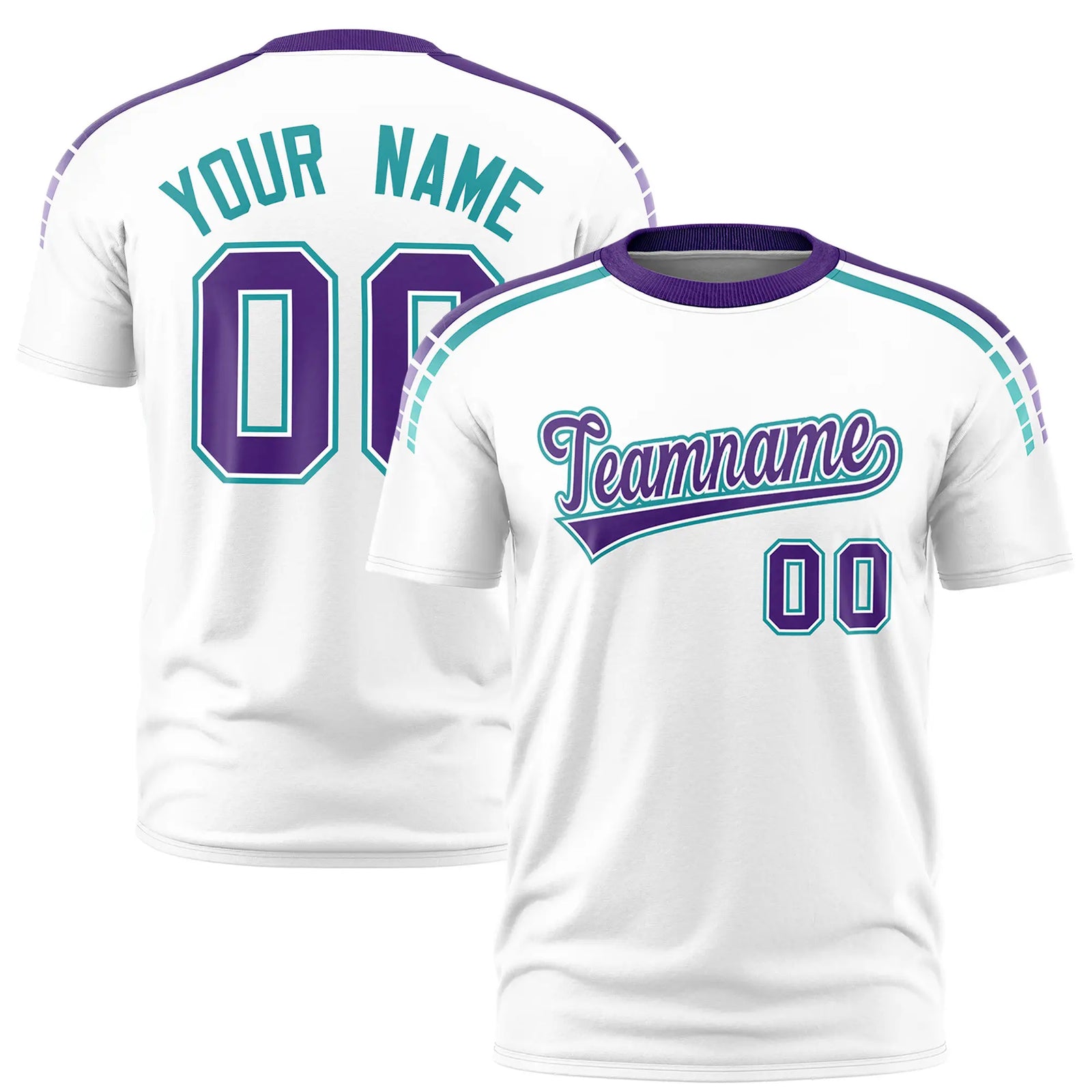 Custom White Purple-Aqua Performance T-Shirt