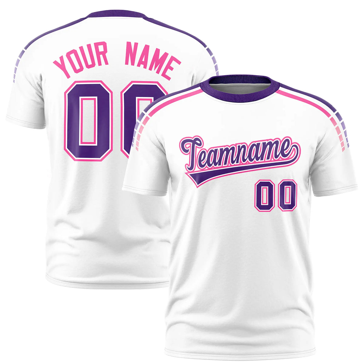 Custom White Purple-Pink Performance T-Shirt