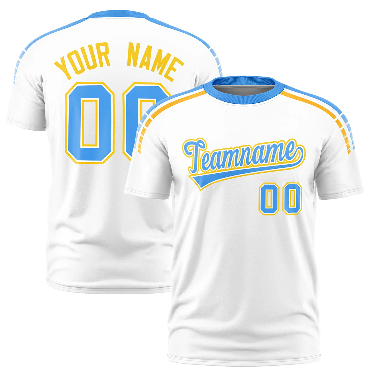 Custom White Powder Blue-Gold01 Performance T-Shirt