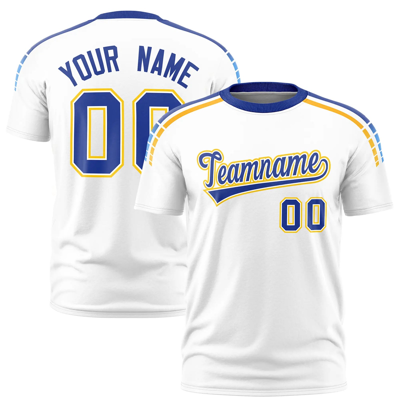 Custom White Royal Blue-Gold01 Performance T-Shirt