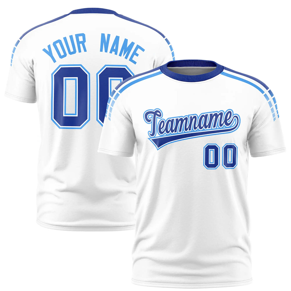Custom White Royal Blue-Powder Blue Performance T-Shirt