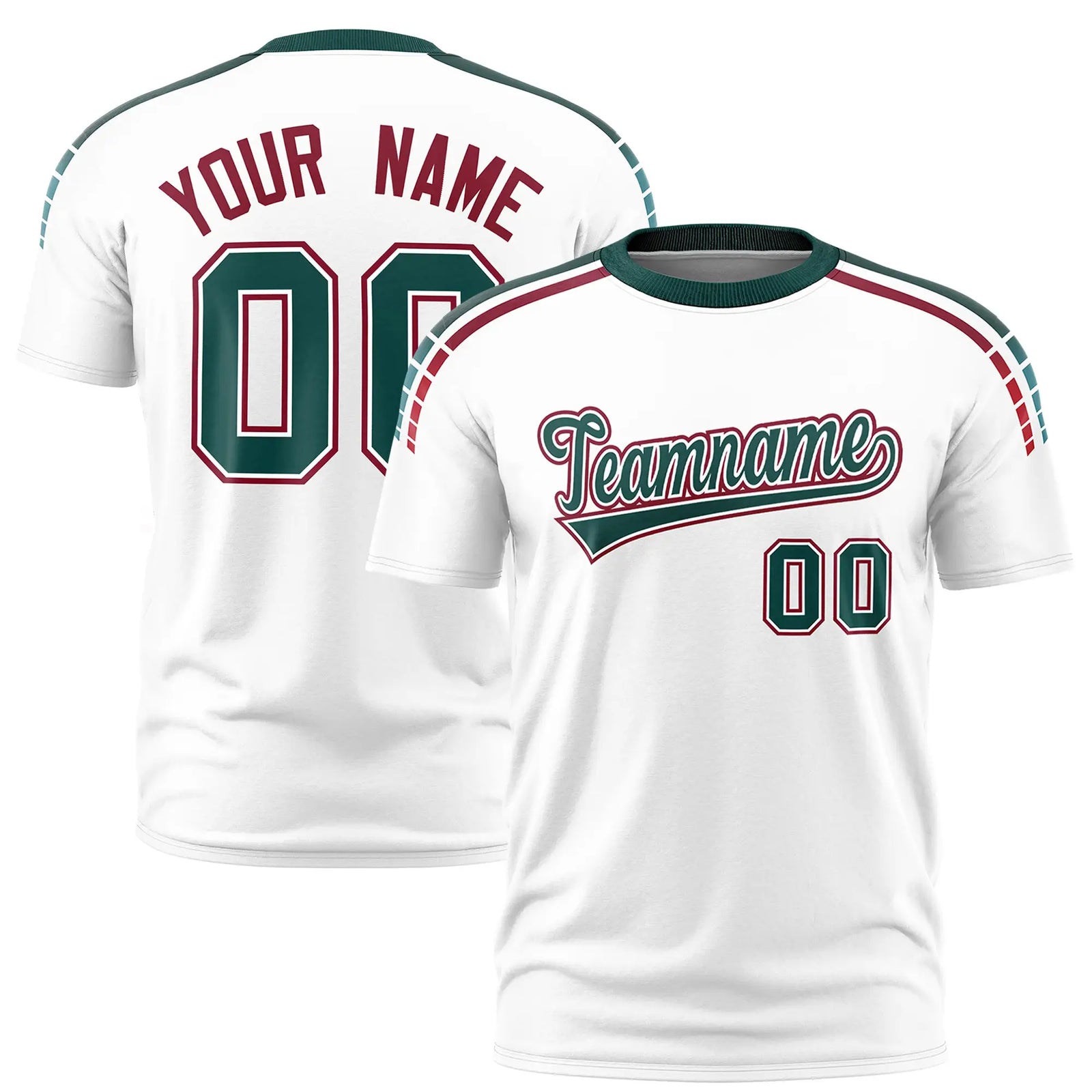 Custom White Midnight Green-Crimson Performance T-Shirt