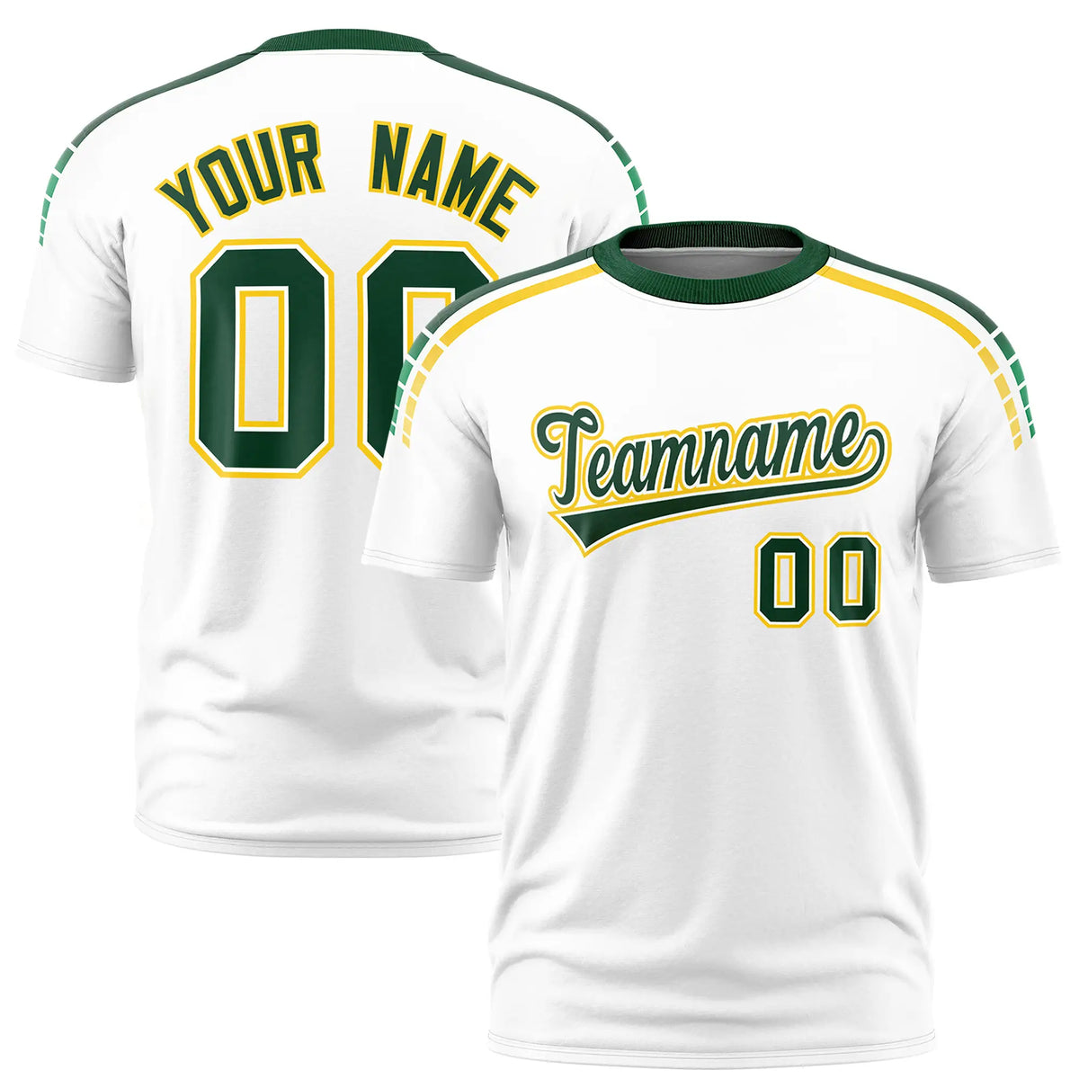 Custom White Green-Gold01 Performance T-Shirt