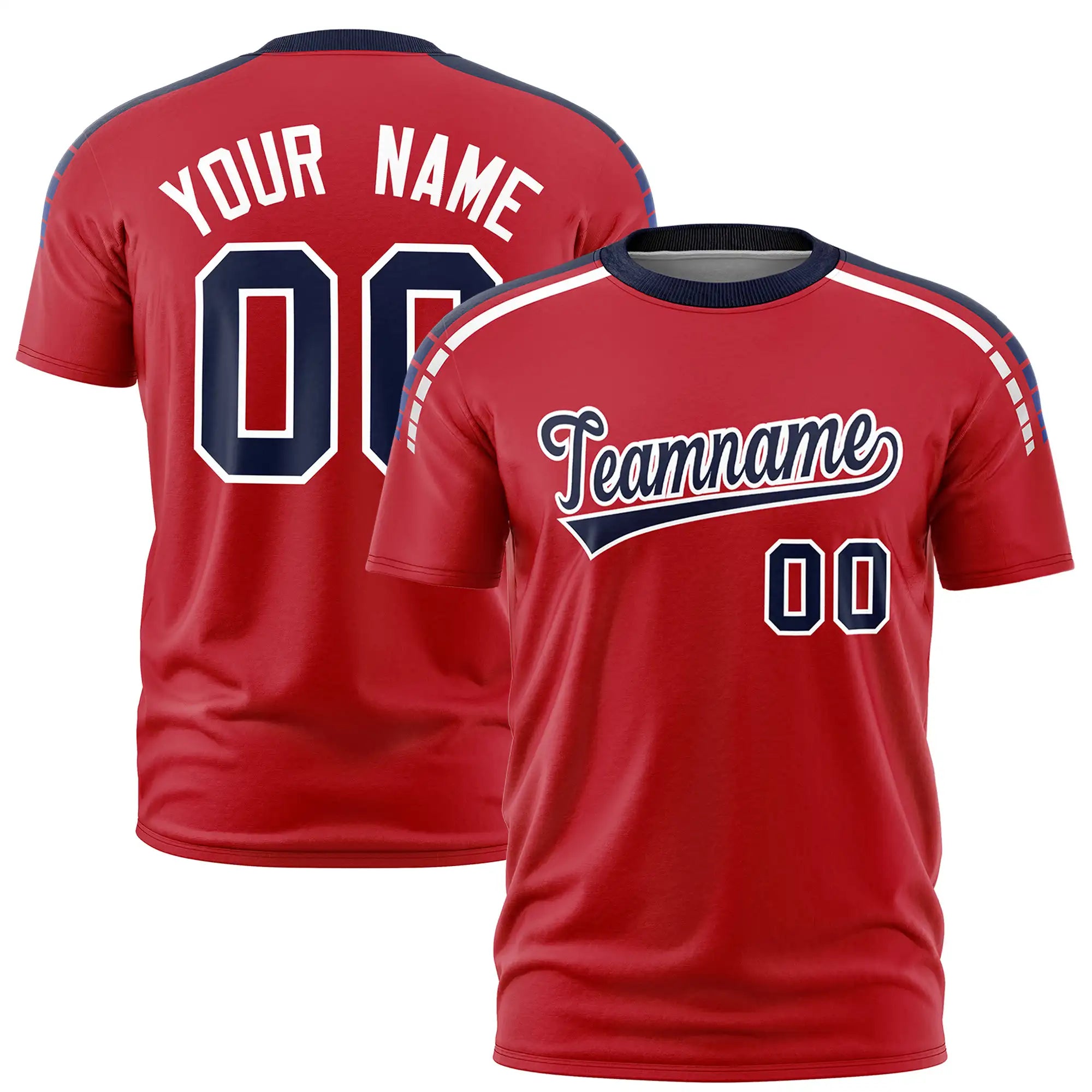 Custom Red Navy-White Performance T-Shirt