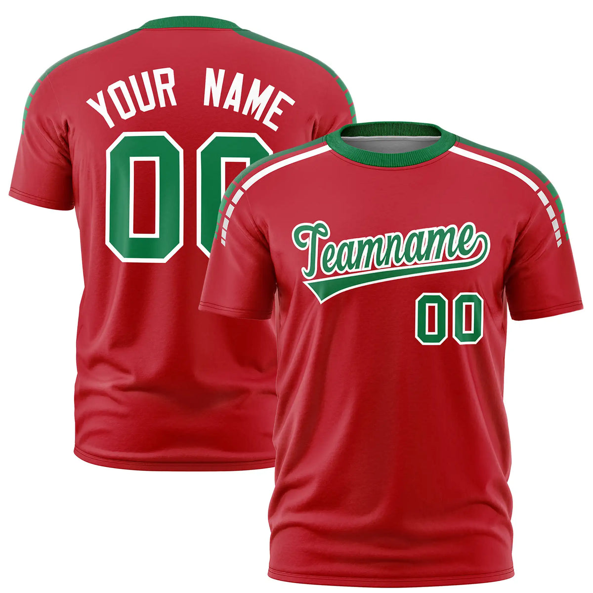 Custom Red Kelly Green-White Performance T-Shirt