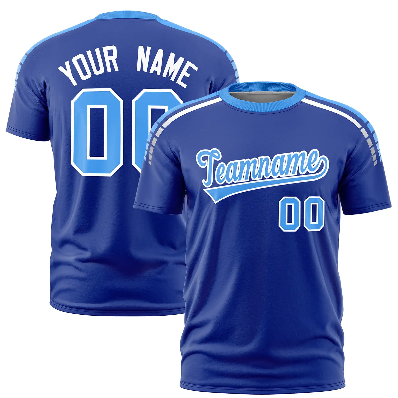 Custom Royal Blue Powder Blue-White Performance T-Shirt