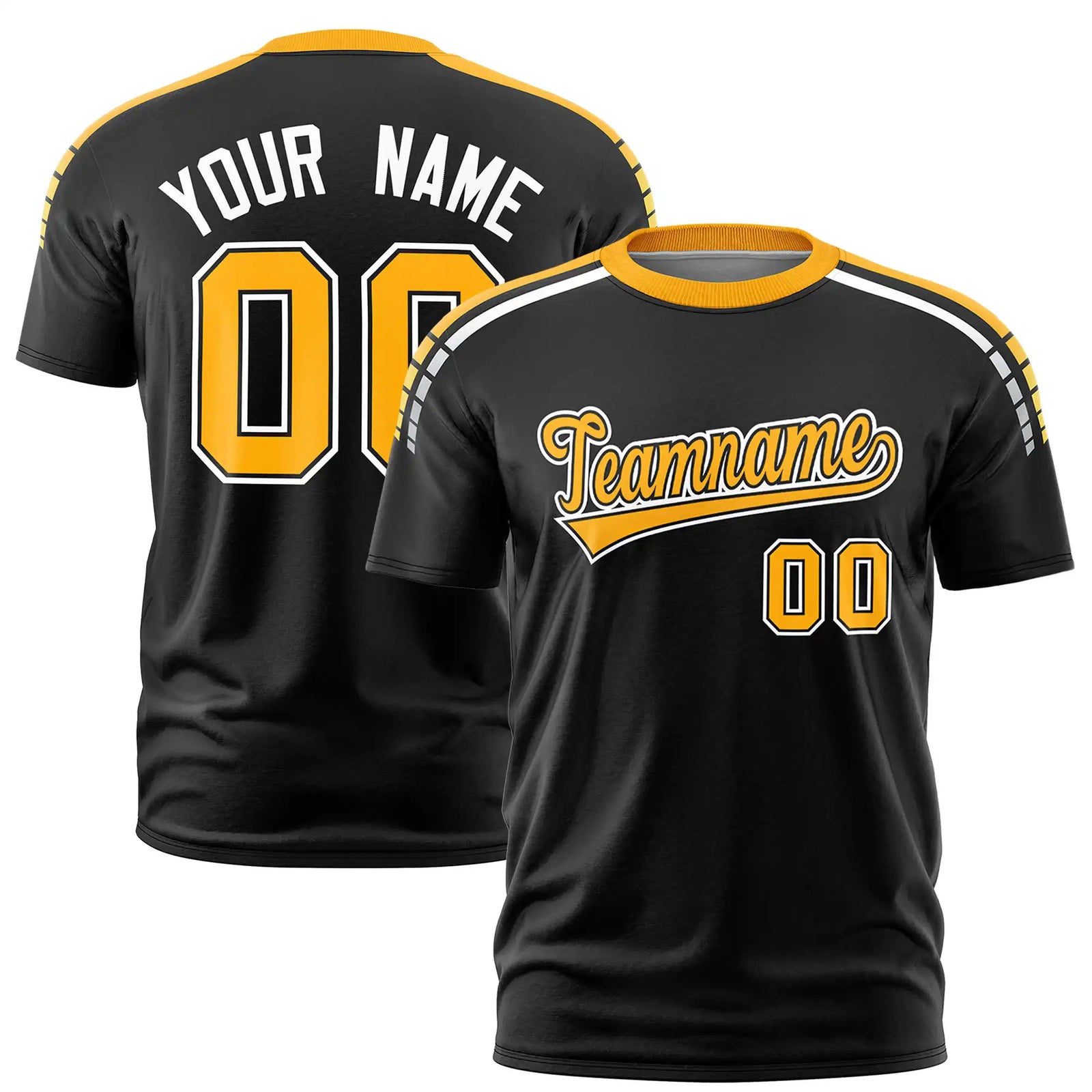 Custom Black Yellow-White Performance T-Shirt