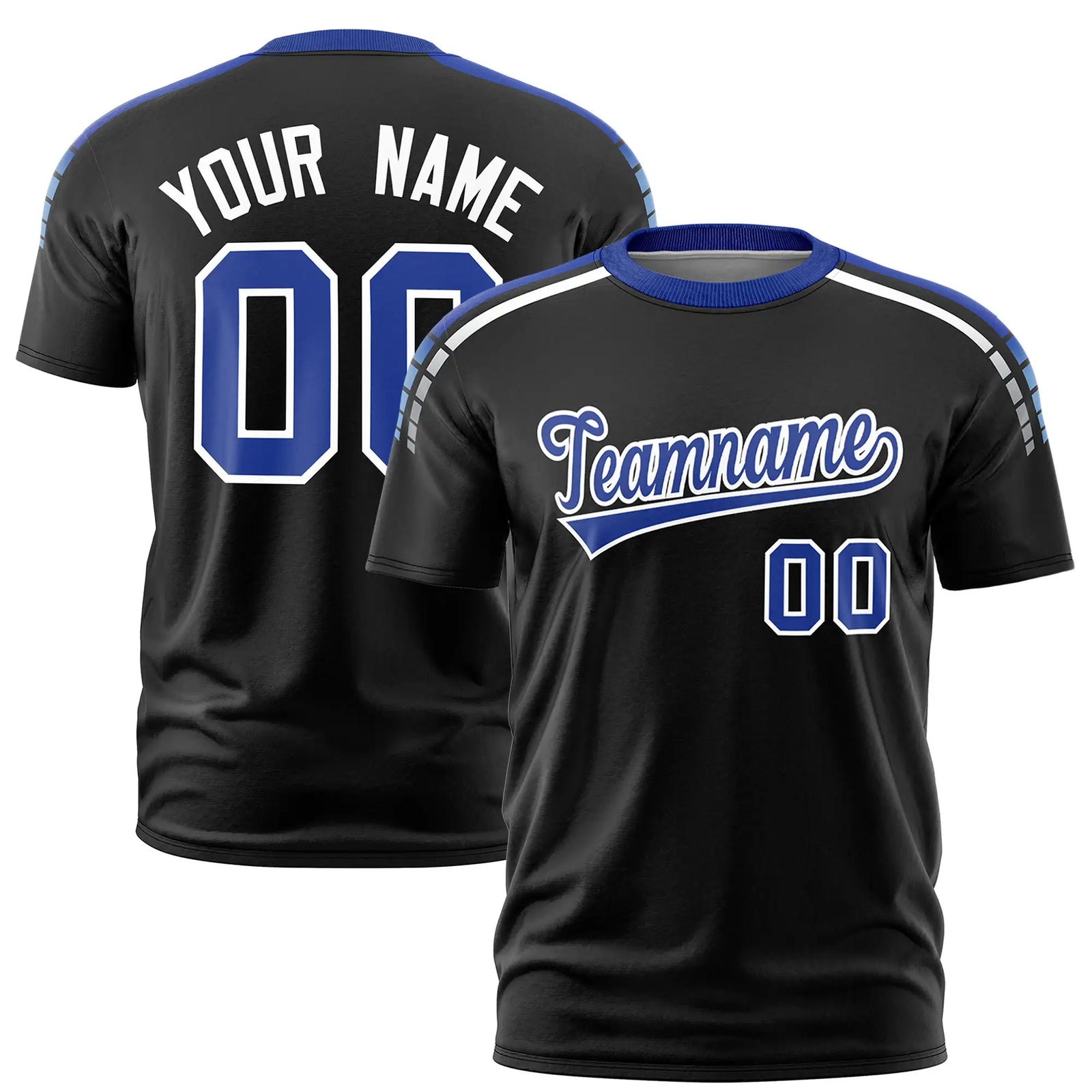 Custom Black Royal Blue-White Performance T-Shirt