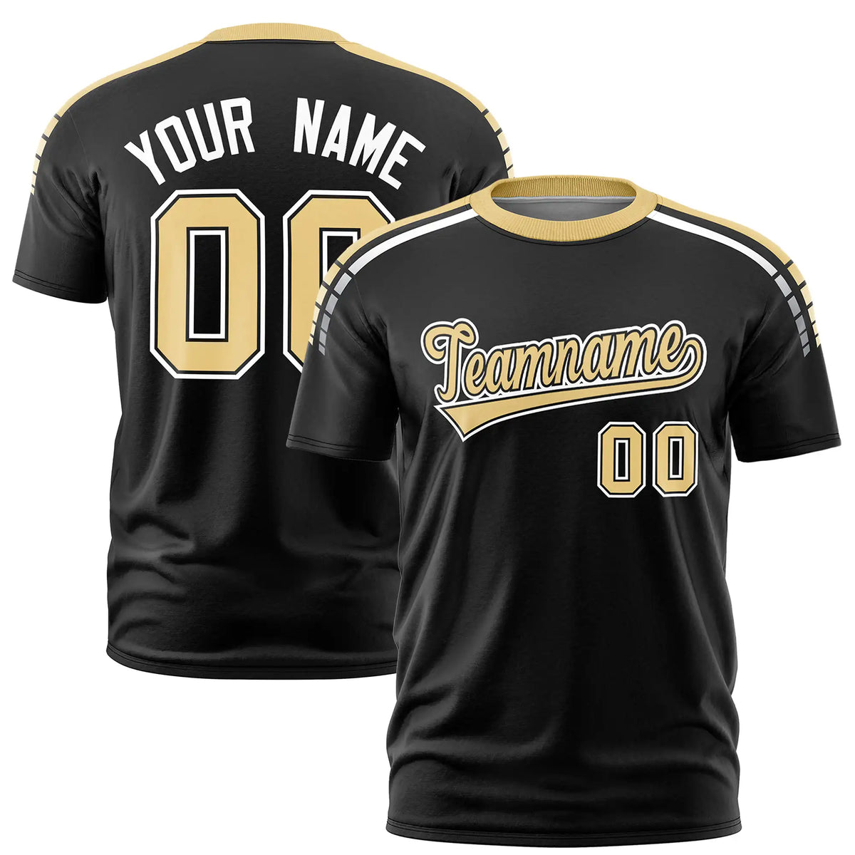 Custom Black Khaki-White Performance T-Shirt