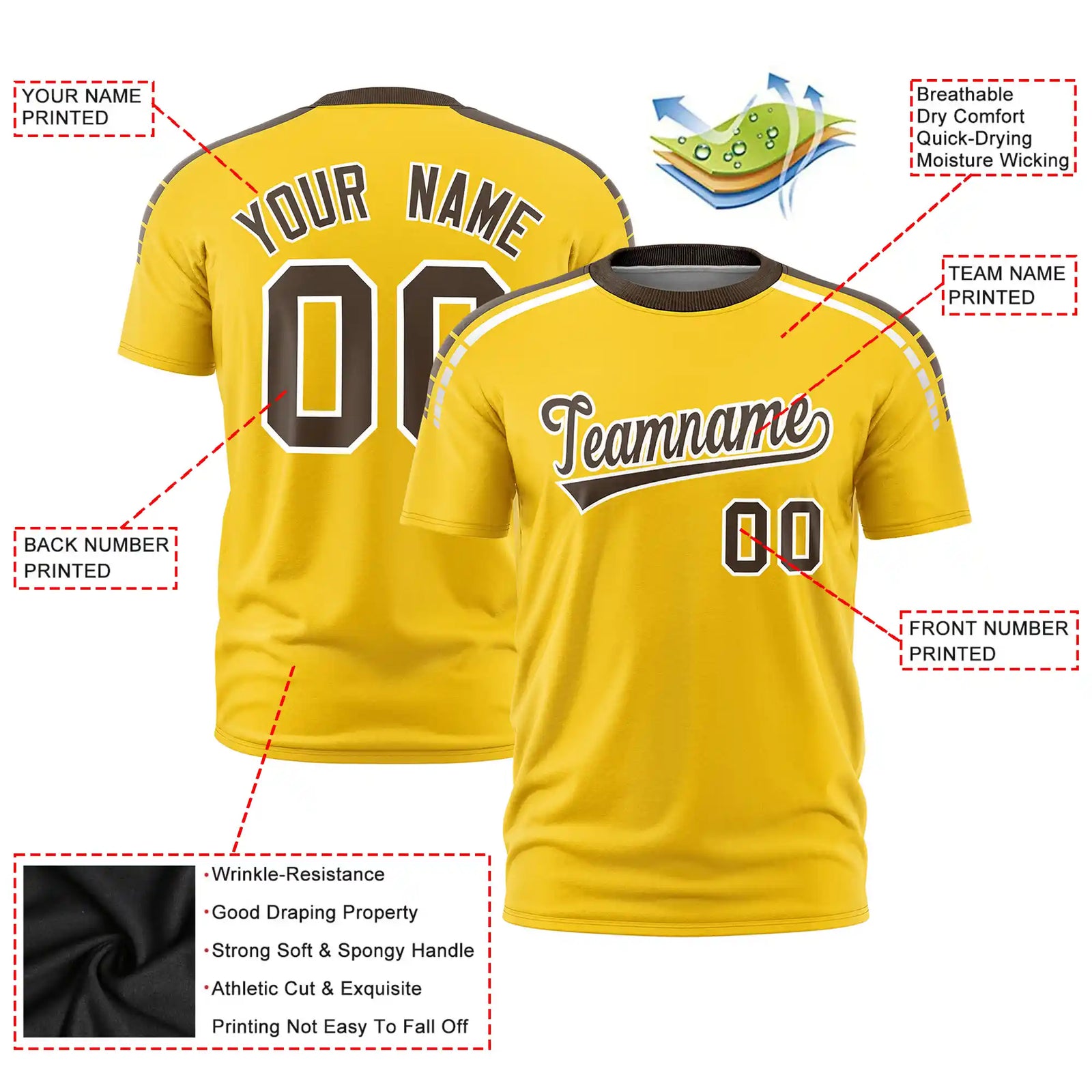 Custom Gold01 Brown-White Performance T-Shirt