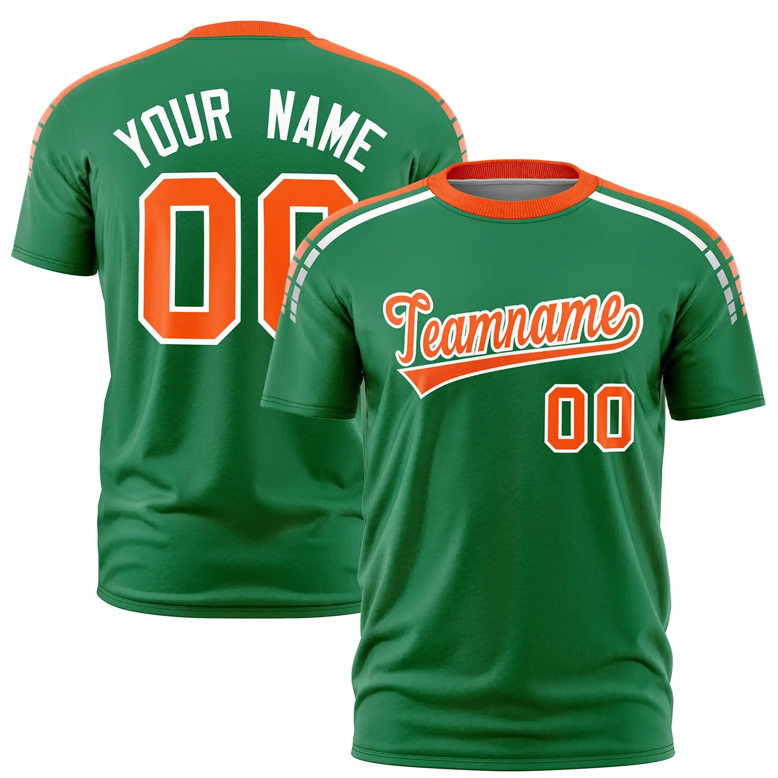 Custom Kelly Green Orange-White Performance T-Shirt
