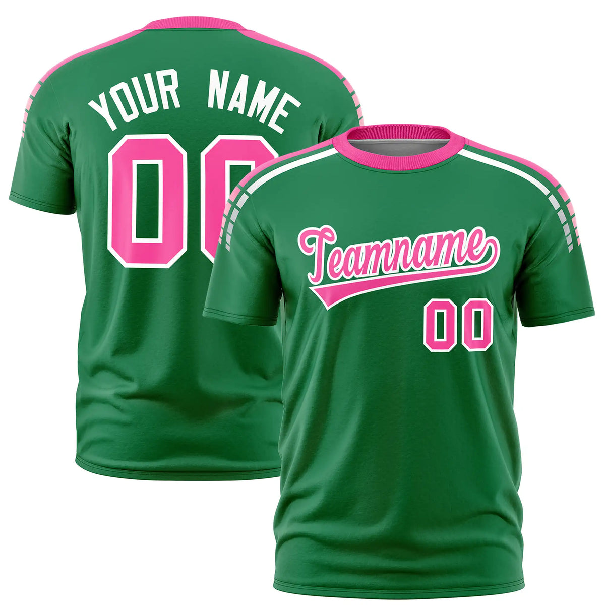 Custom Kelly Green Pink-White Performance T-Shirt