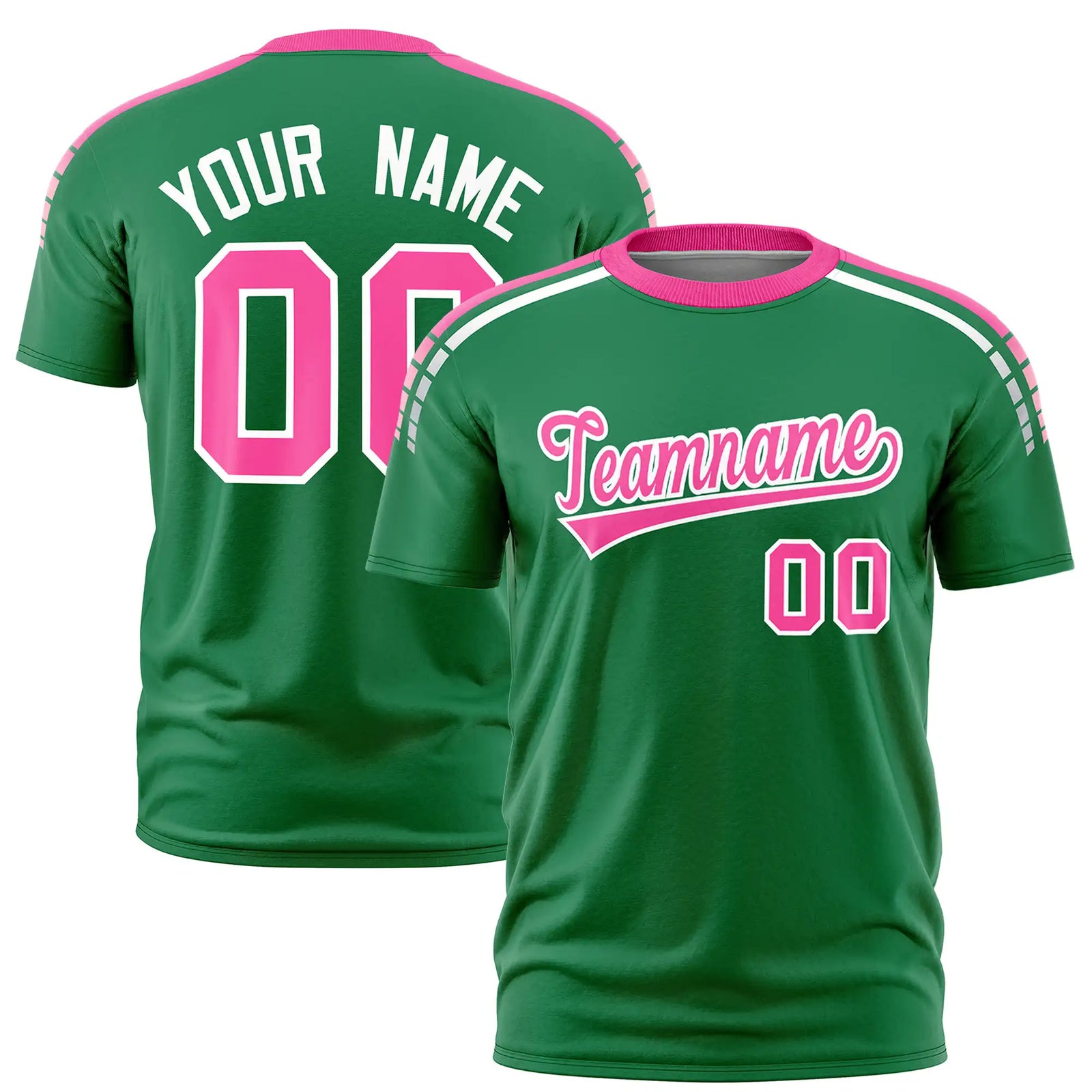 Custom Kelly Green Pink-White Performance T-Shirt