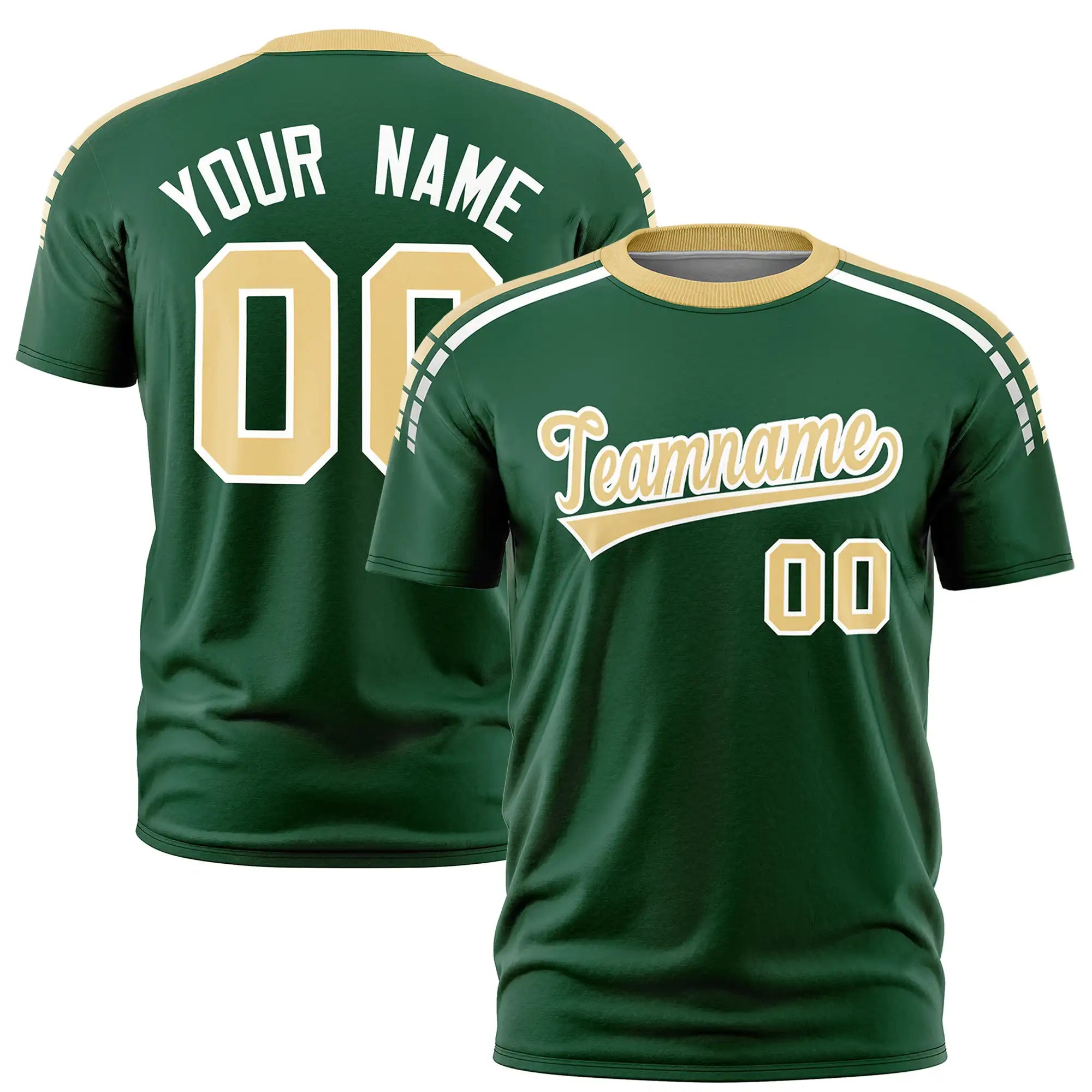 Custom Green Khaki-White Performance T-Shirt