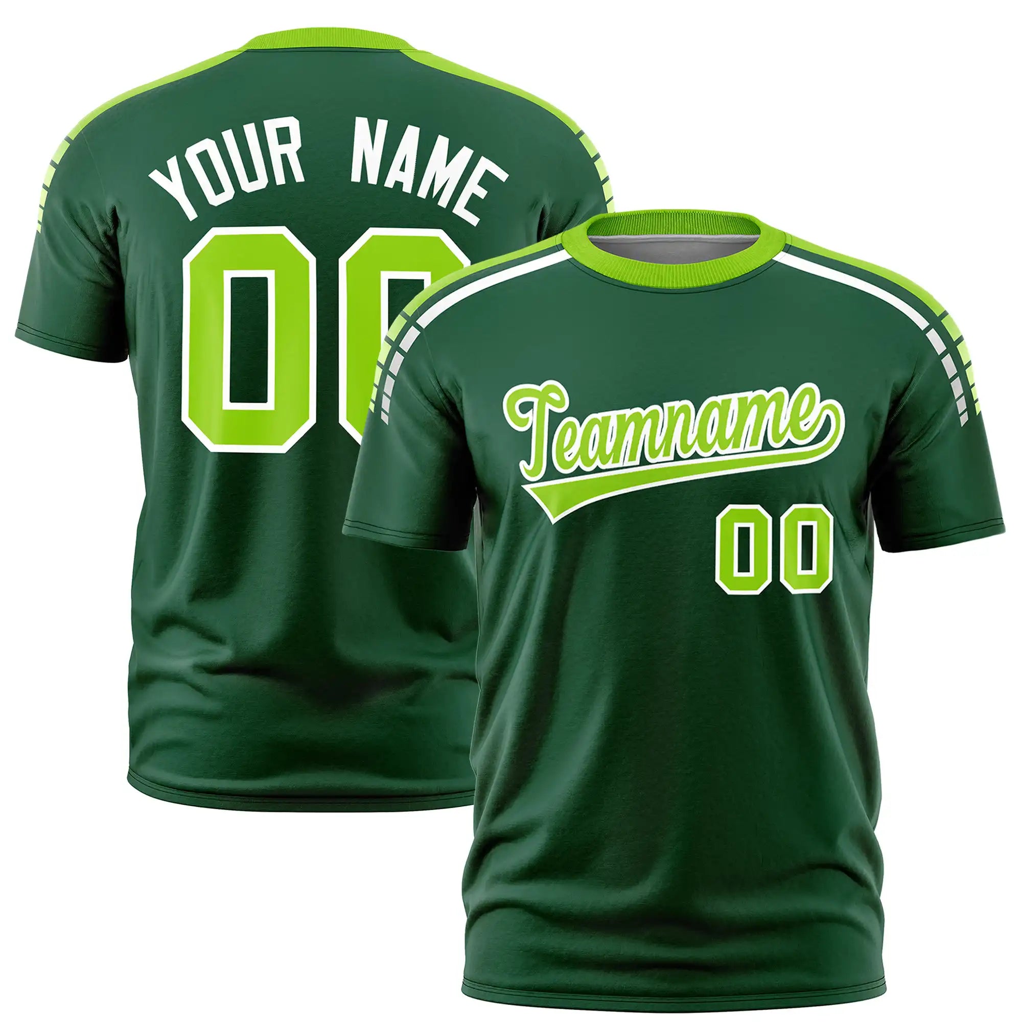 Custom Green Neon Green-White Performance T-Shirt