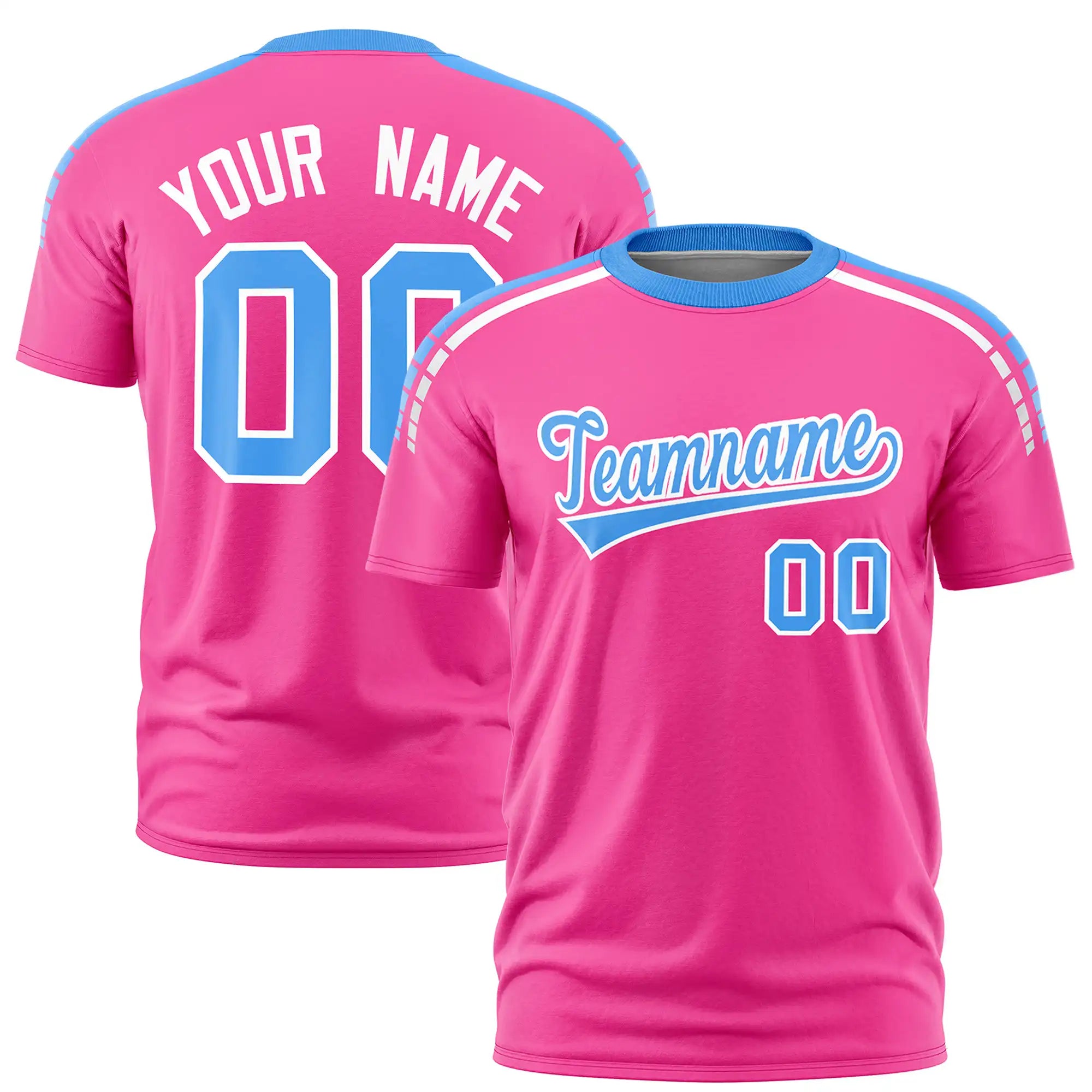 Custom Pink Powder Blue-White Performance T-Shirt