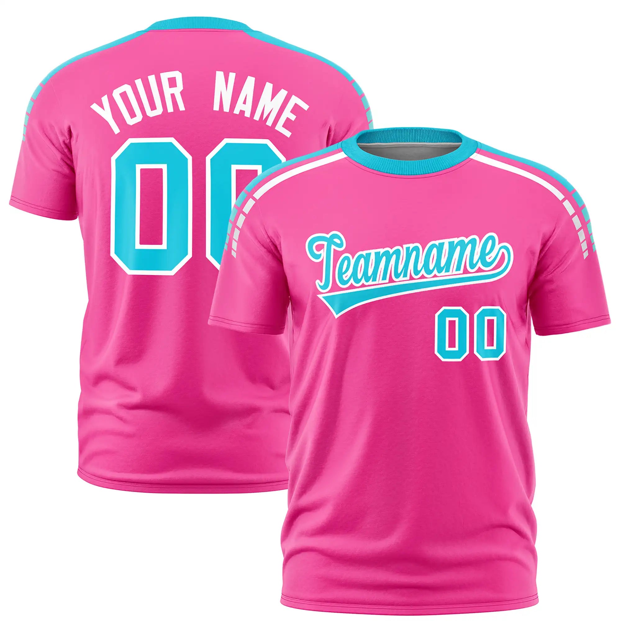 Custom Pink Sky Blue-White Performance T-Shirt