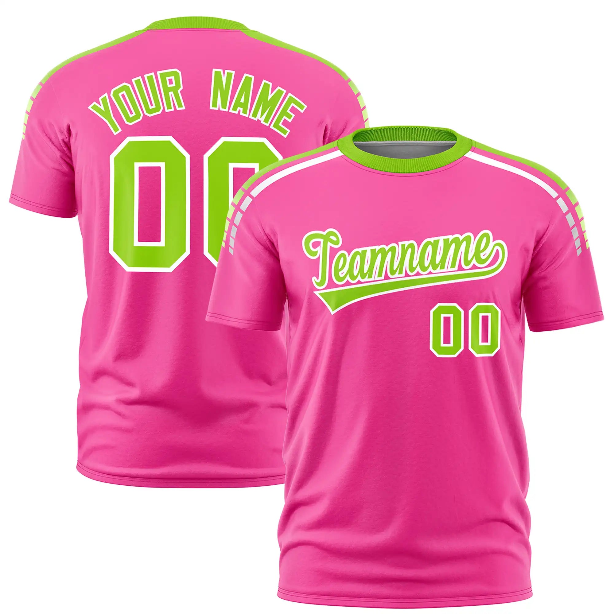 Custom Pink Neon Green-White Performance T-Shirt