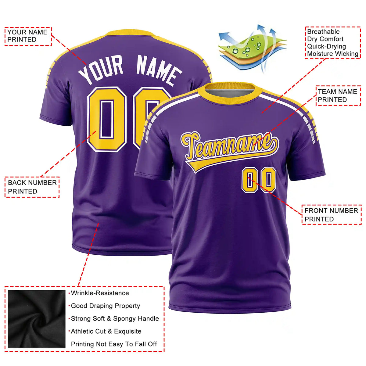 Custom Purple Gold01-White Performance T-Shirt
