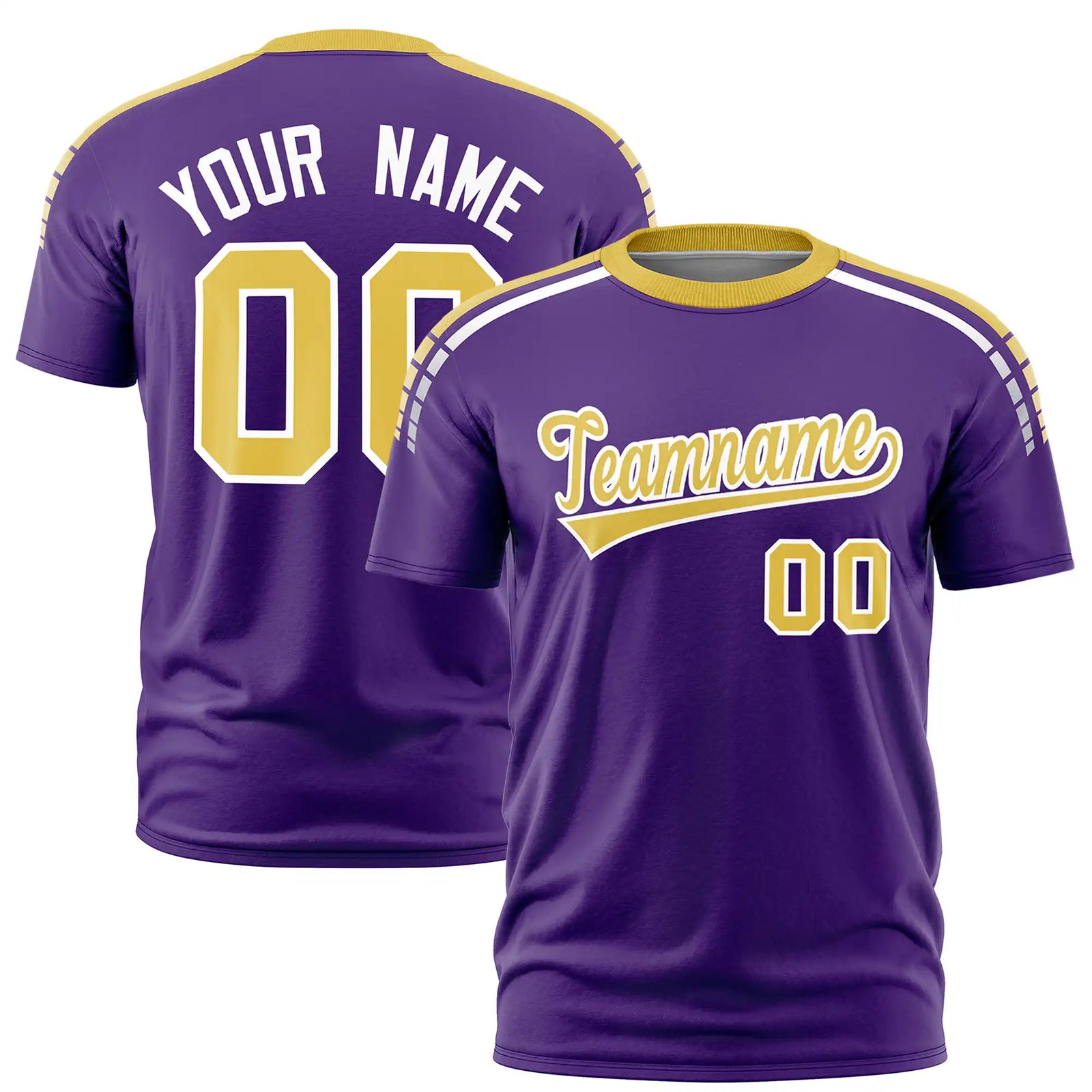 Custom Purple Old Gold-White Performance T-Shirt