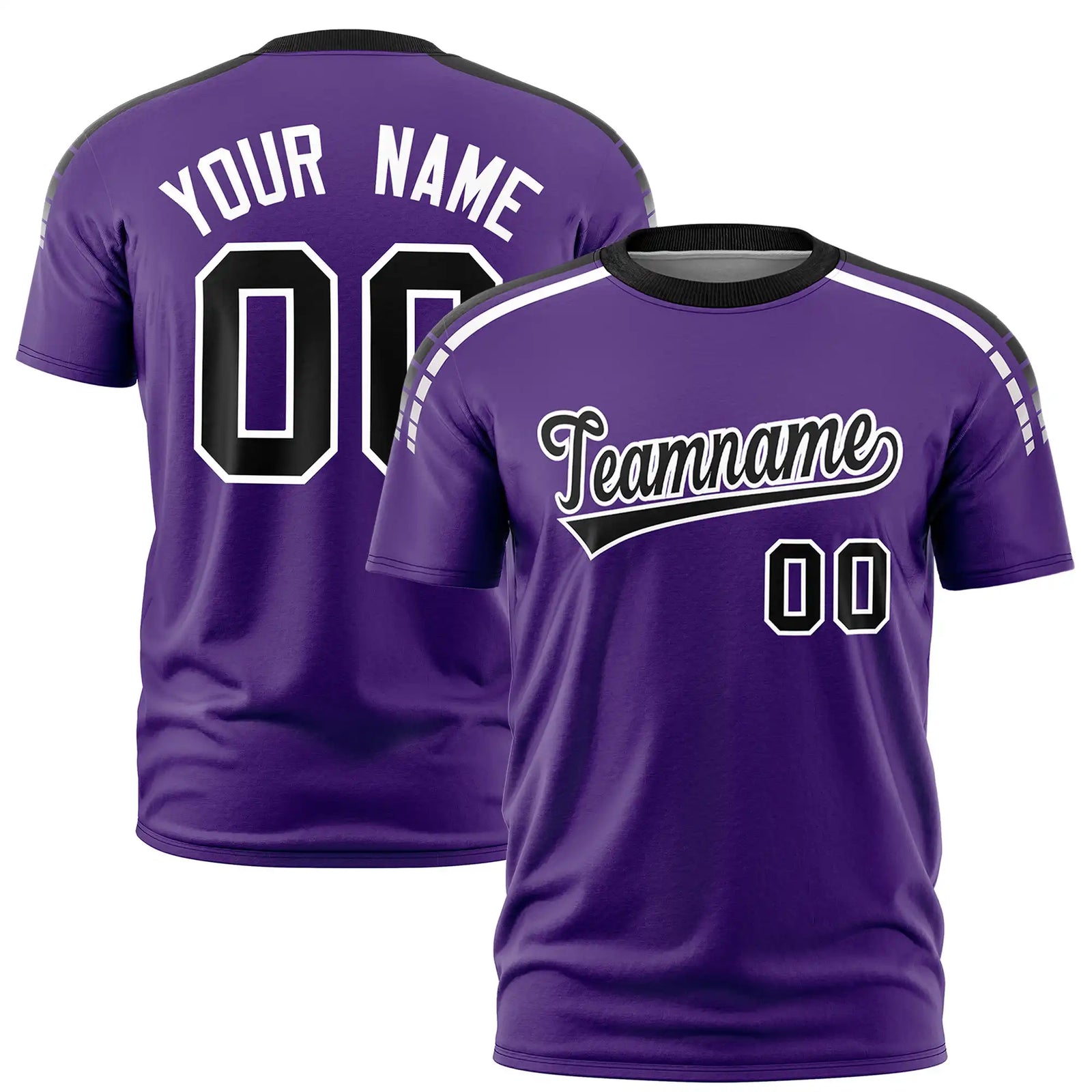 Custom Purple Black-White Performance T-Shirt
