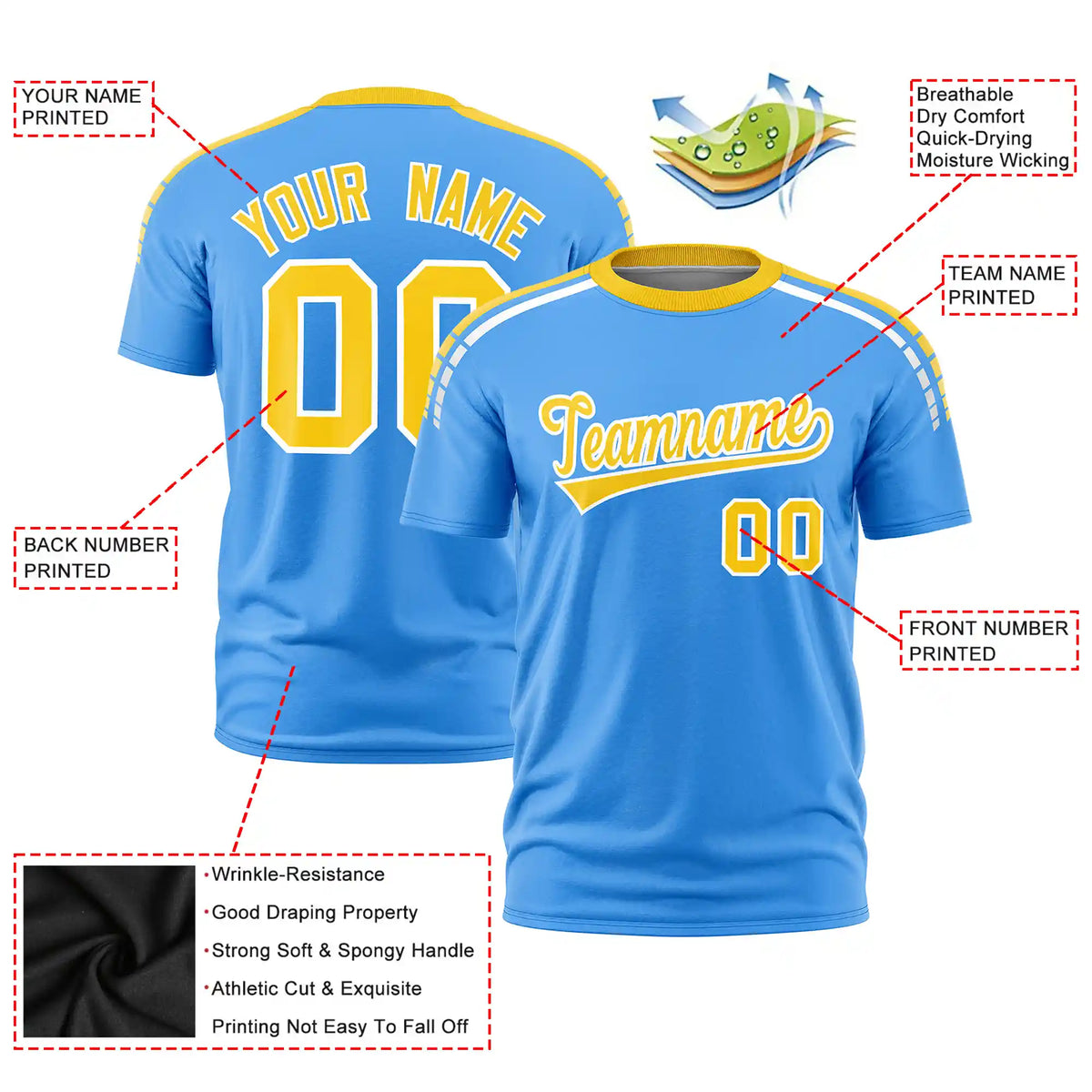 Custom Powder Blue Gold01-White Performance T-Shirt