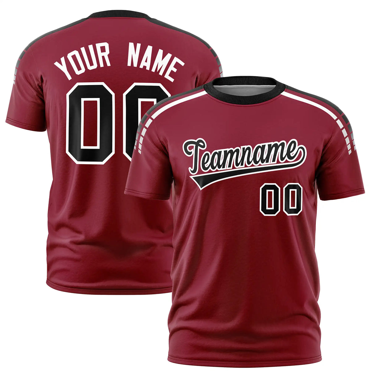 Custom Crimson Black-White Performance T-Shirt