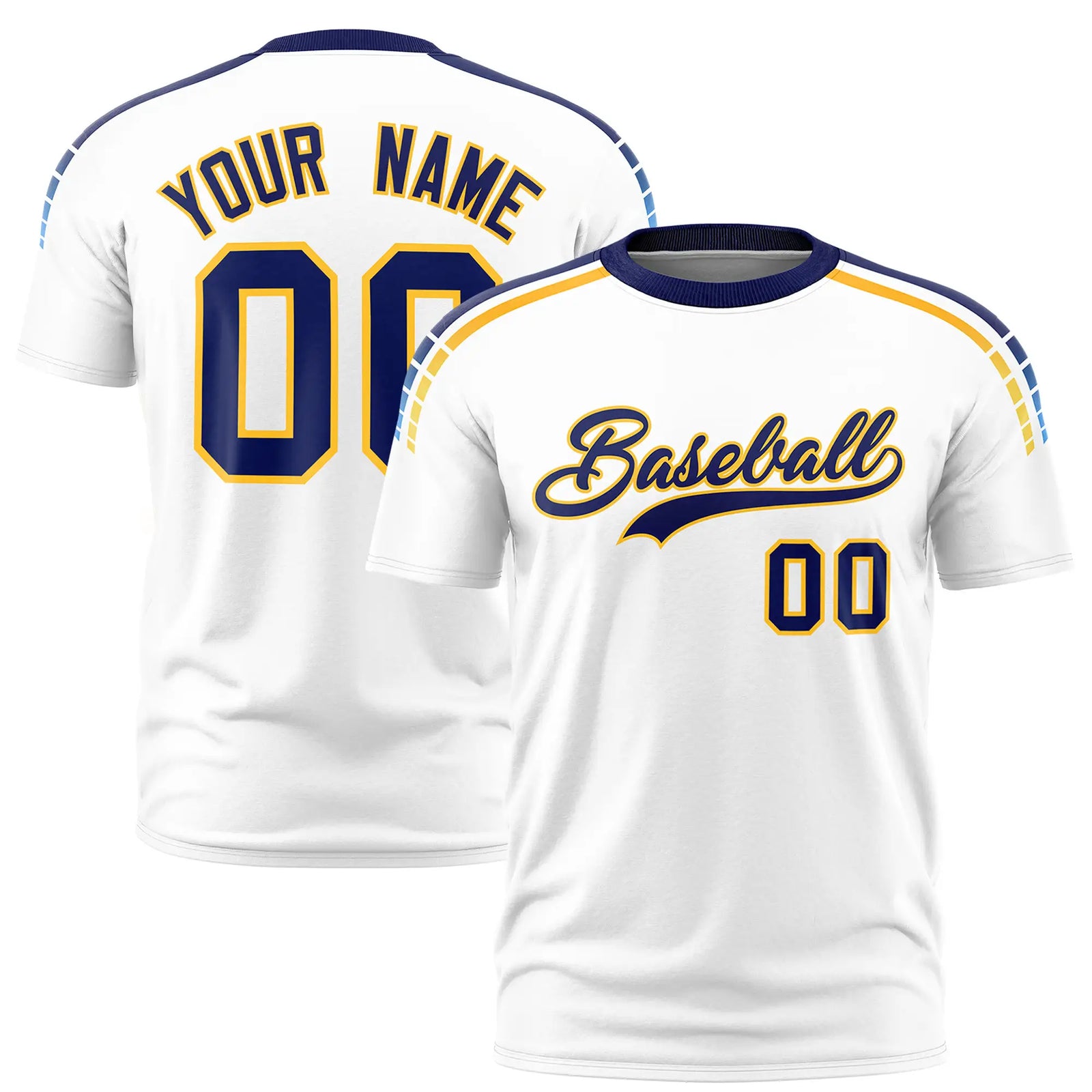 Custom White Navy-Gold01 Performance T-Shirt