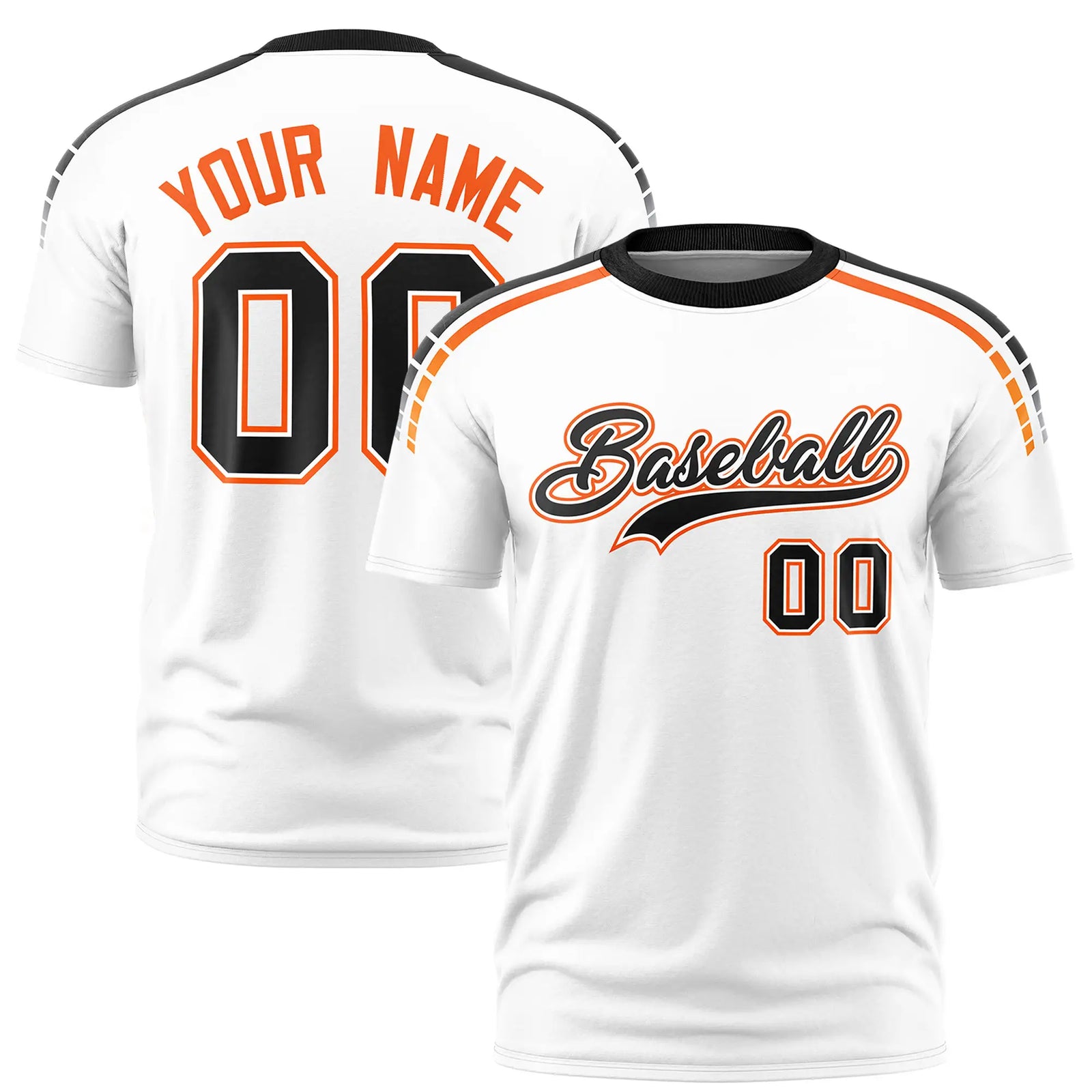 Custom White Black-Orange Performance T-Shirt