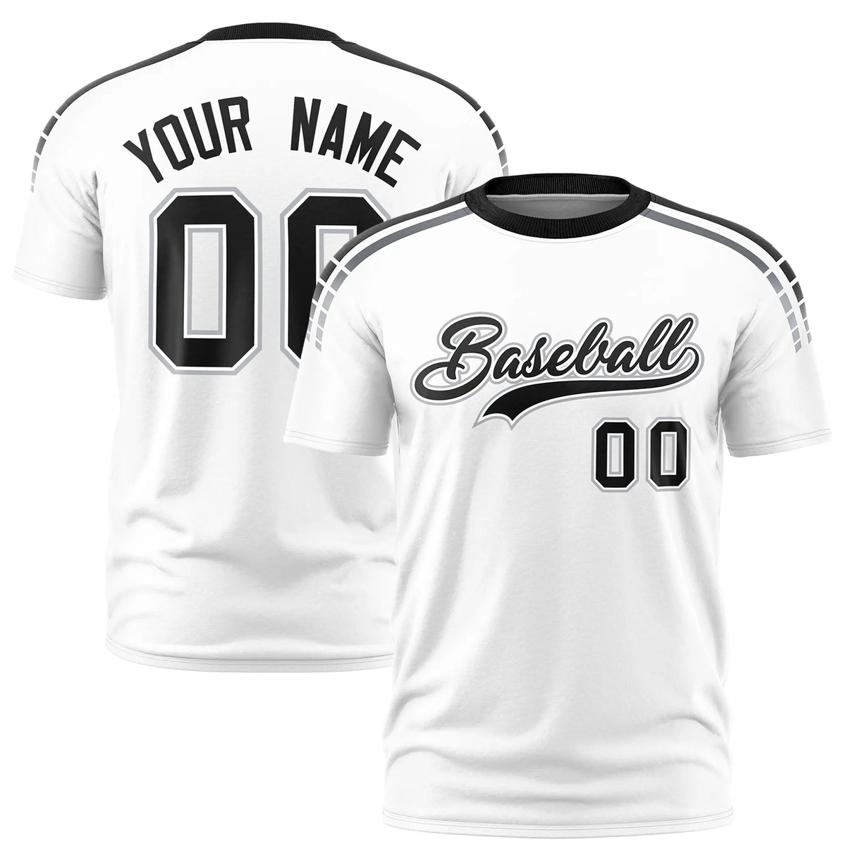 Custom White Black-Gray Performance T-Shirt