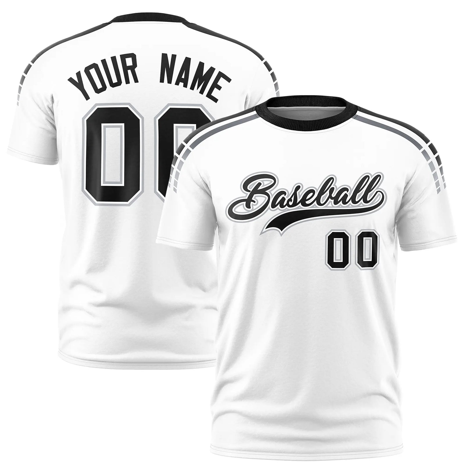 Custom White Black-Gray Performance T-Shirt