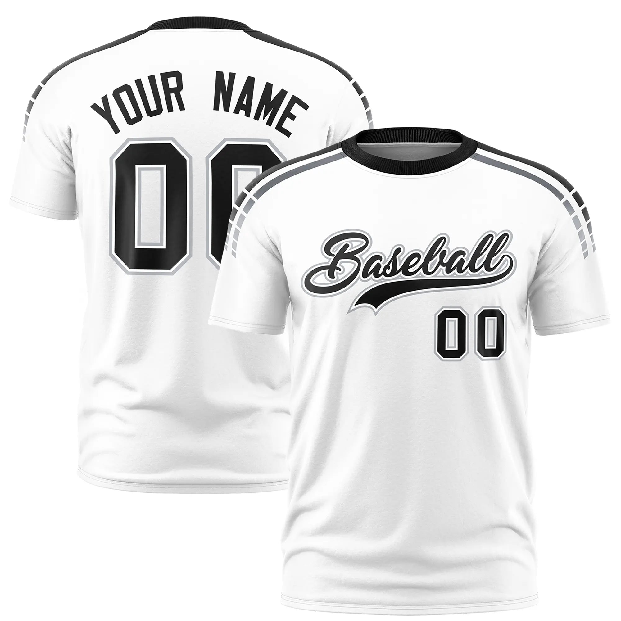 Custom White Black-Gray Performance T-Shirt