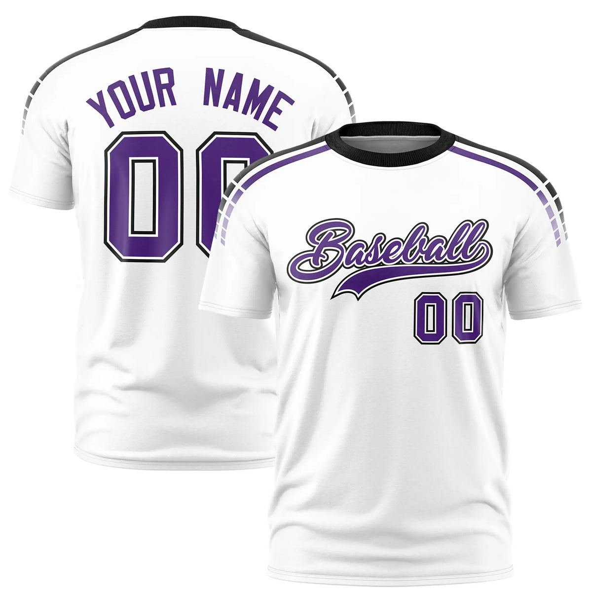 Custom White Black-Purple Performance T-Shirt