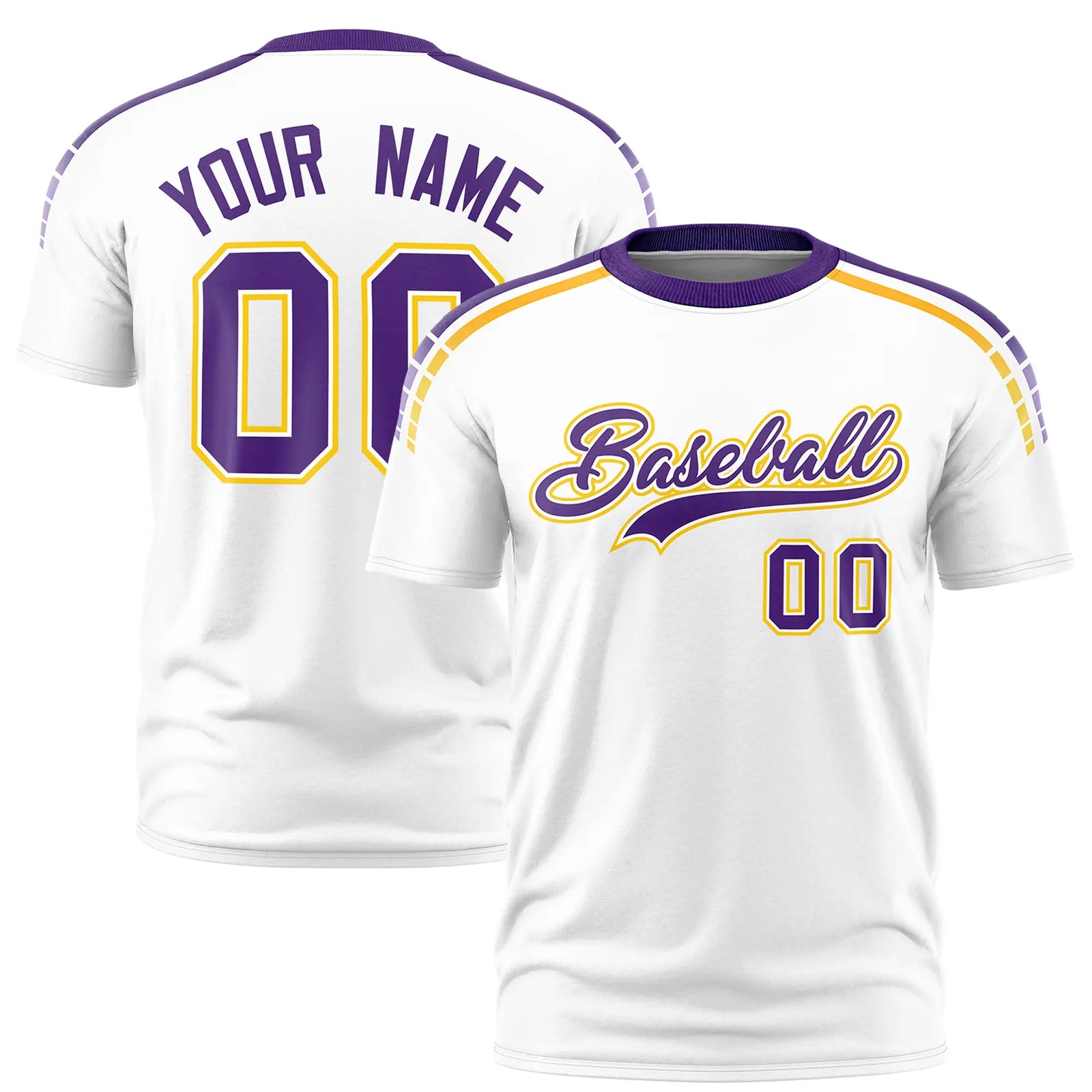 Custom White Purple-Gold01 Performance T-Shirt