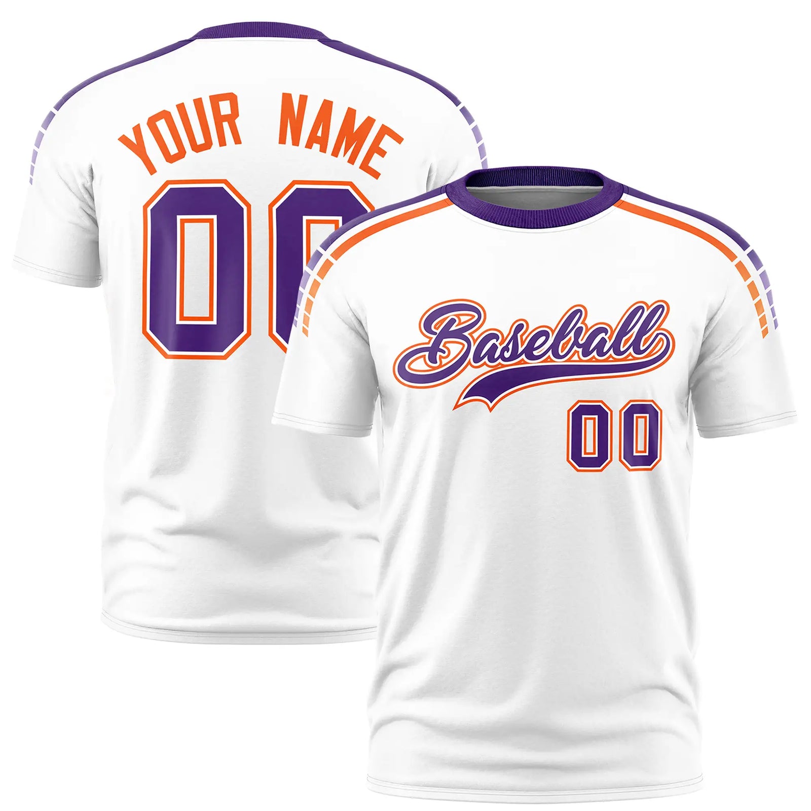 Custom White Purple-Orange Performance T-Shirt