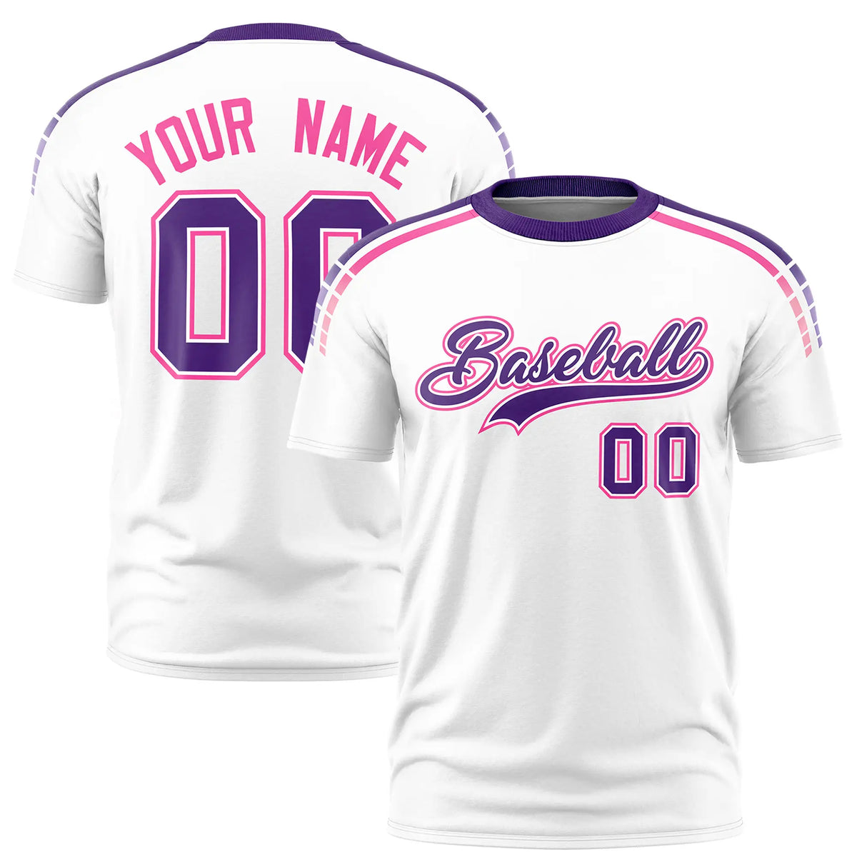 Custom White Purple-Pink Performance T-Shirt