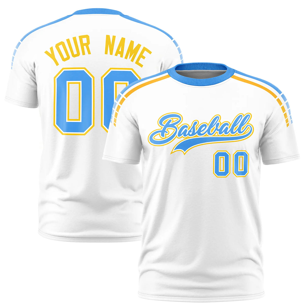 Custom White Powder Blue-Gold01 Performance T-Shirt