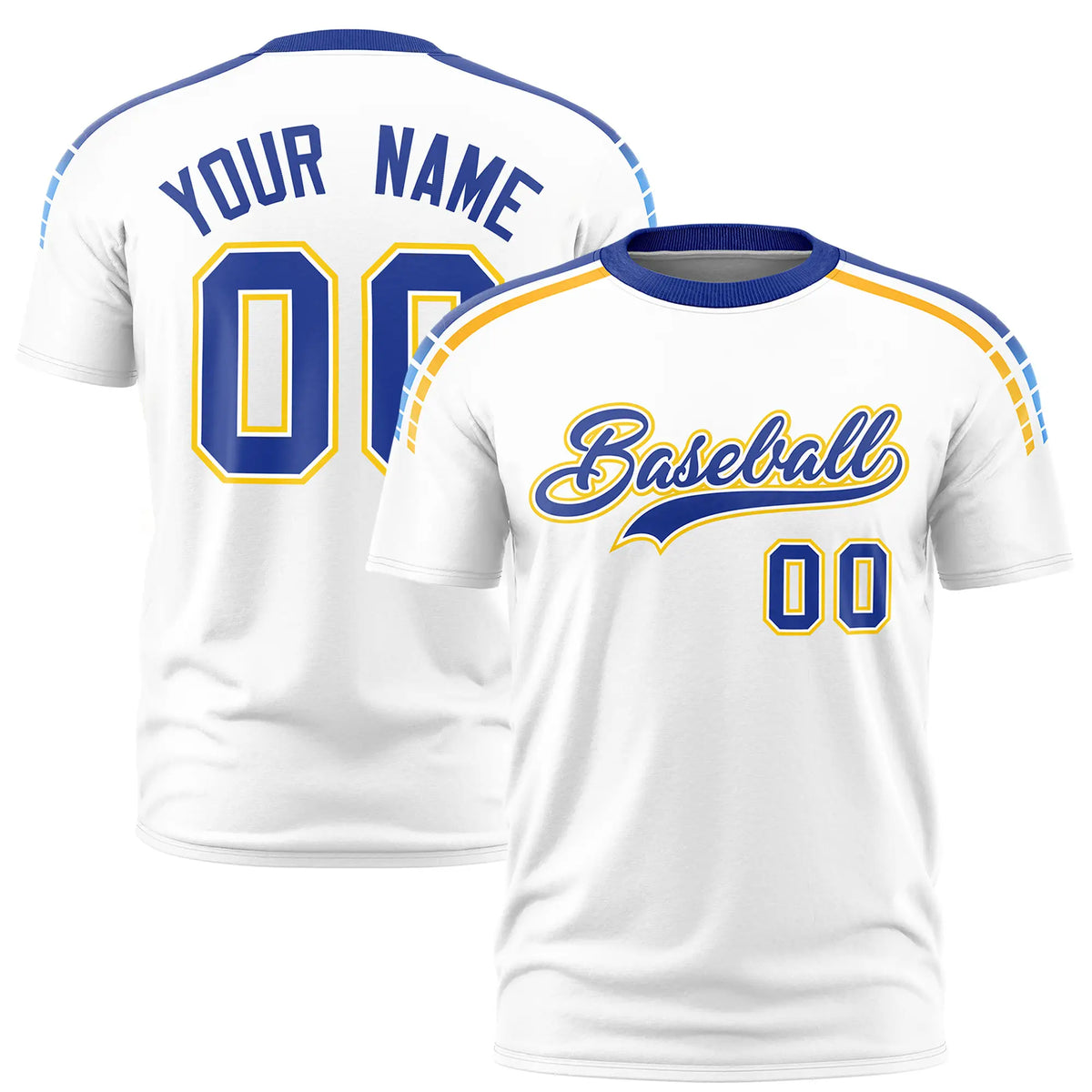 Custom White Royal Blue-Gold01 Performance T-Shirt