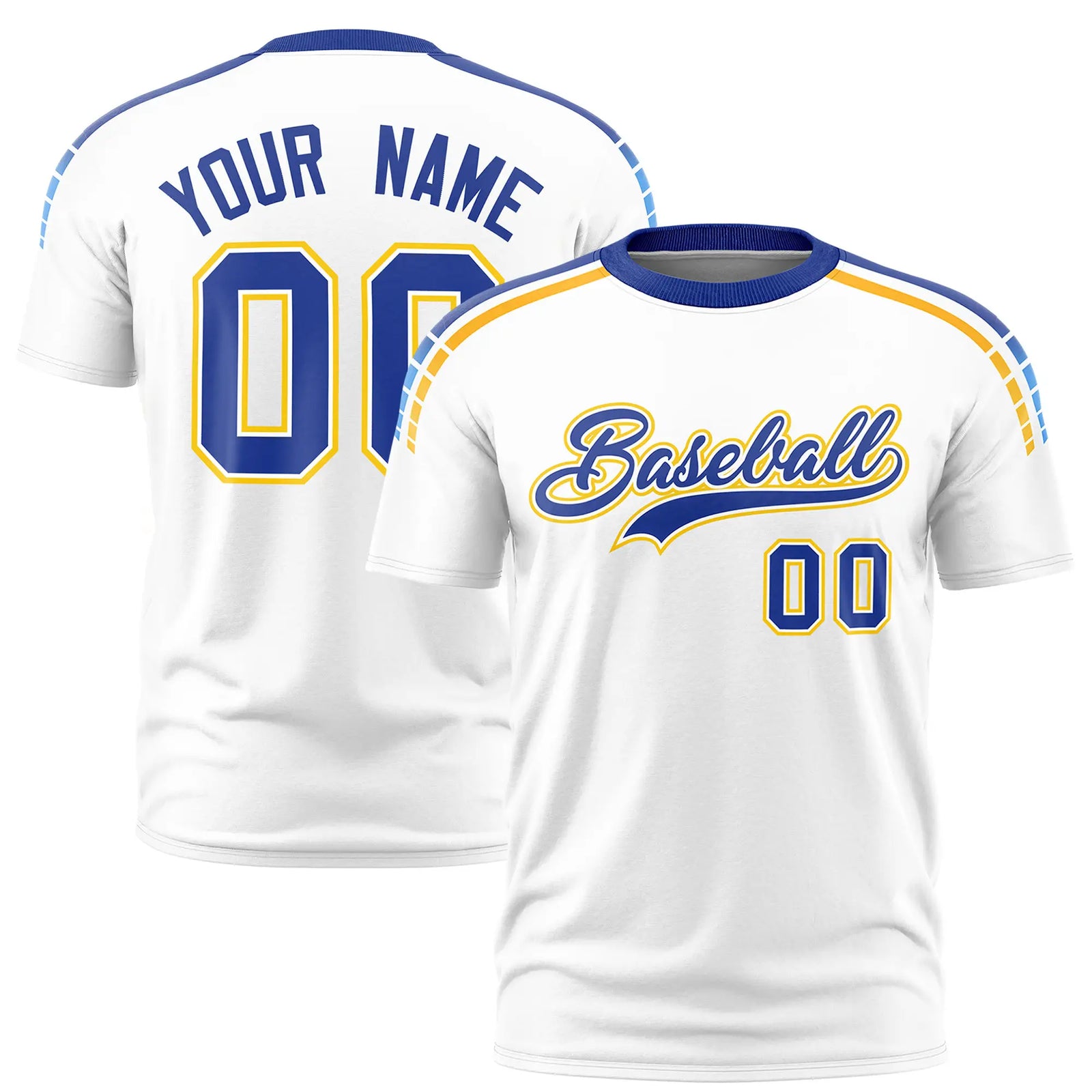 Custom White Royal Blue-Gold01 Performance T-Shirt