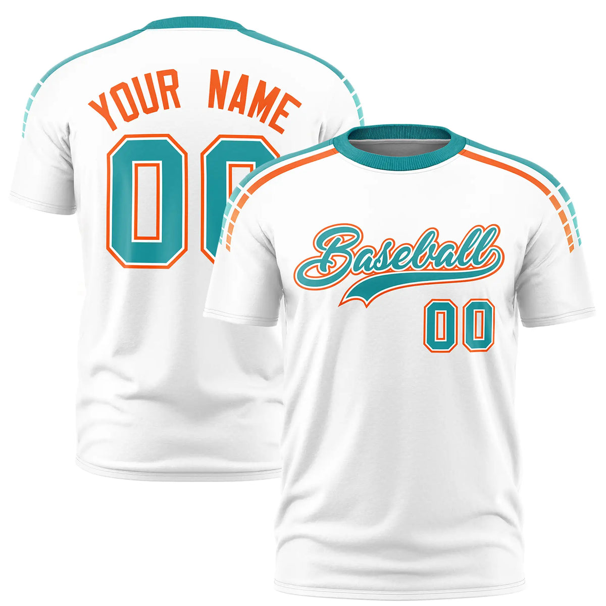 Custom White Aqua-Powder Blue Performance T-Shirt