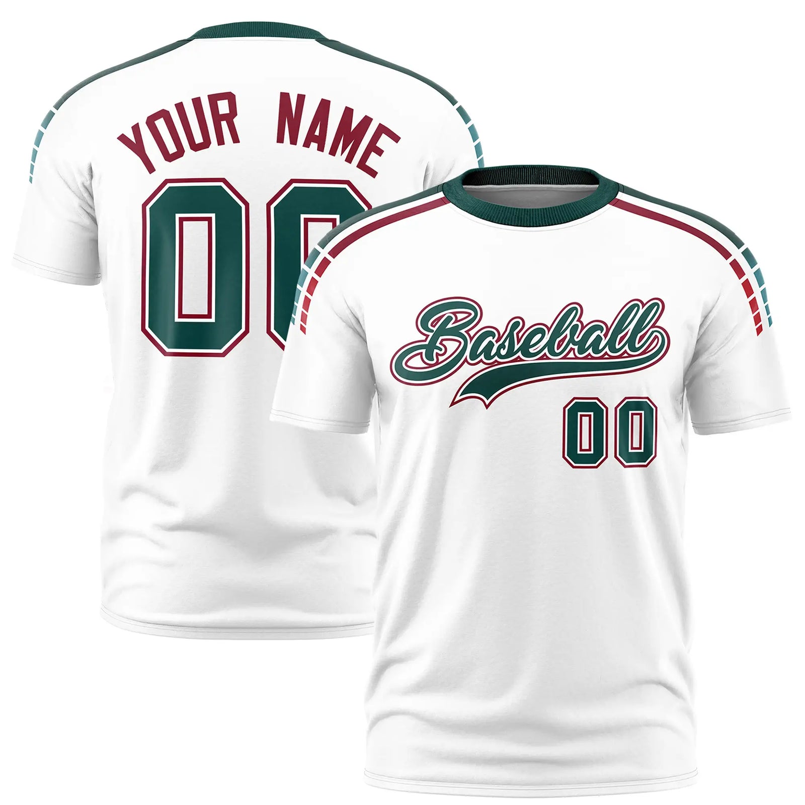 Custom White Midnight Green-Crimson Performance T-Shirt