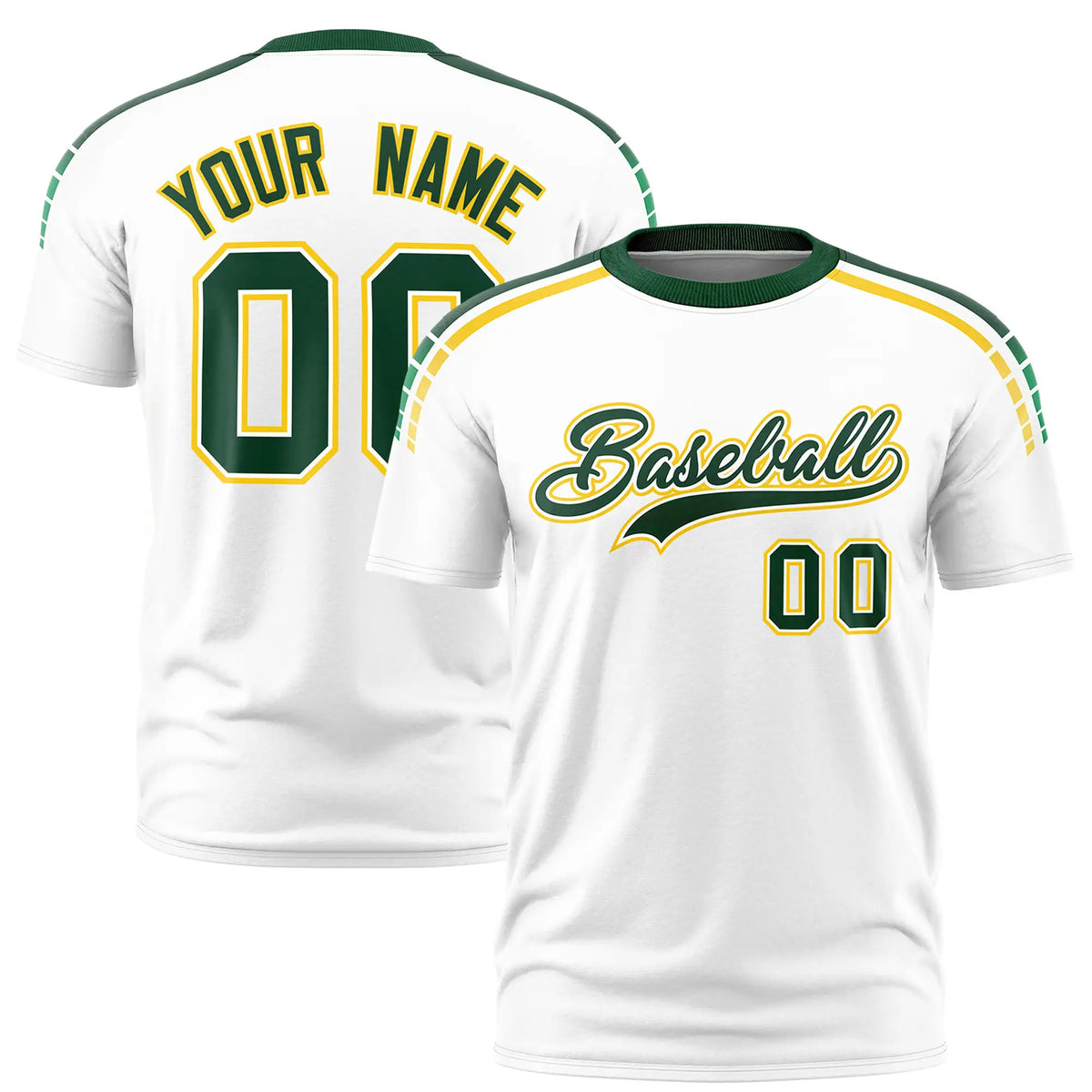 Custom White Green-Gold01 Performance T-Shirt