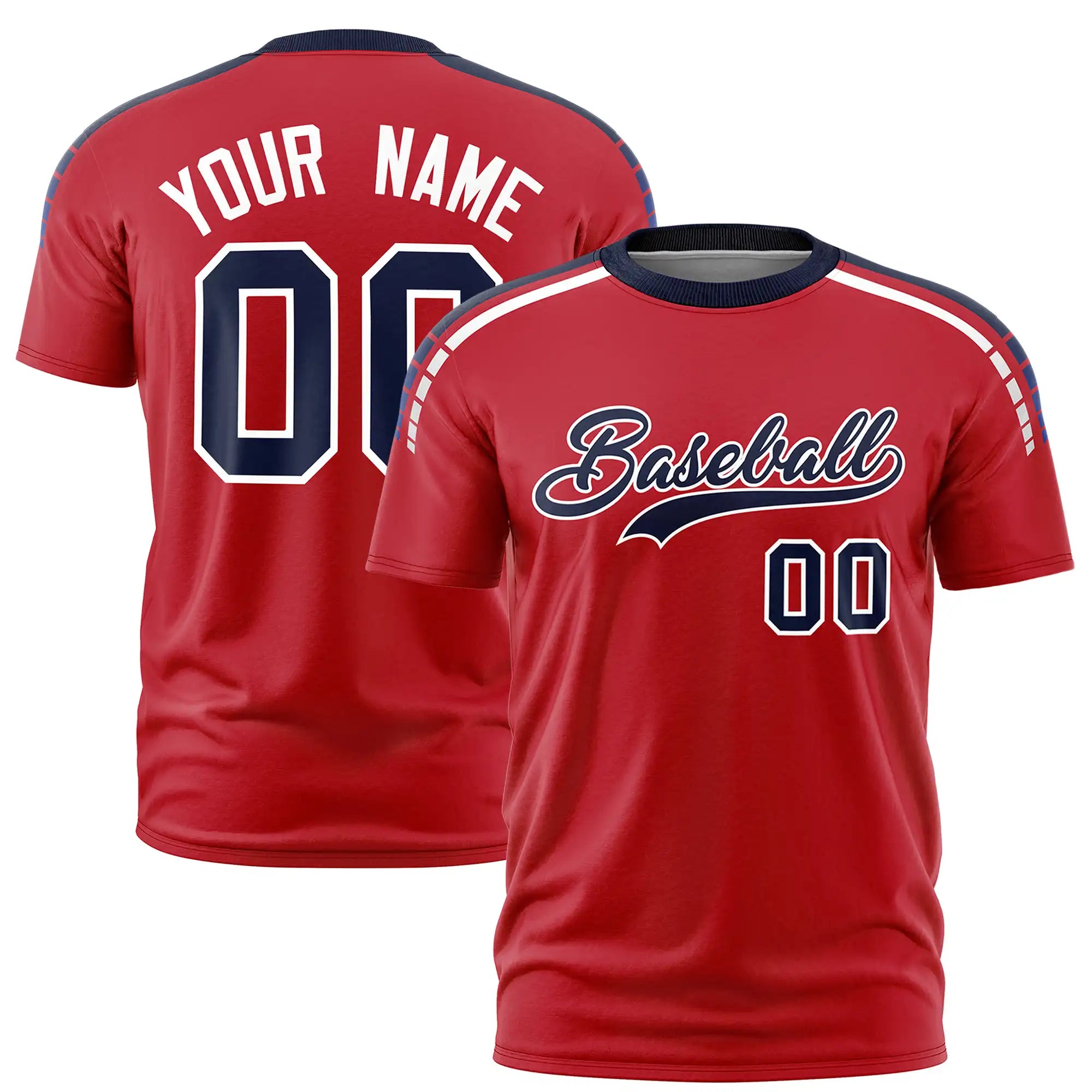 Custom Red Navy-White Performance T-Shirt