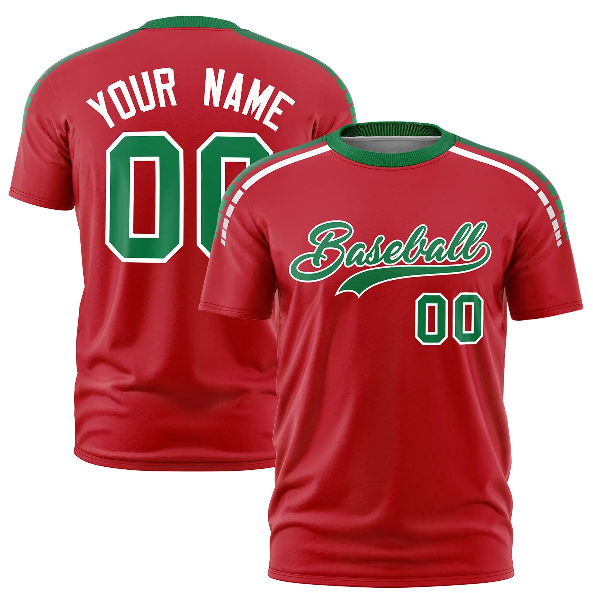 Custom Red Kelly Green-White Performance T-Shirt