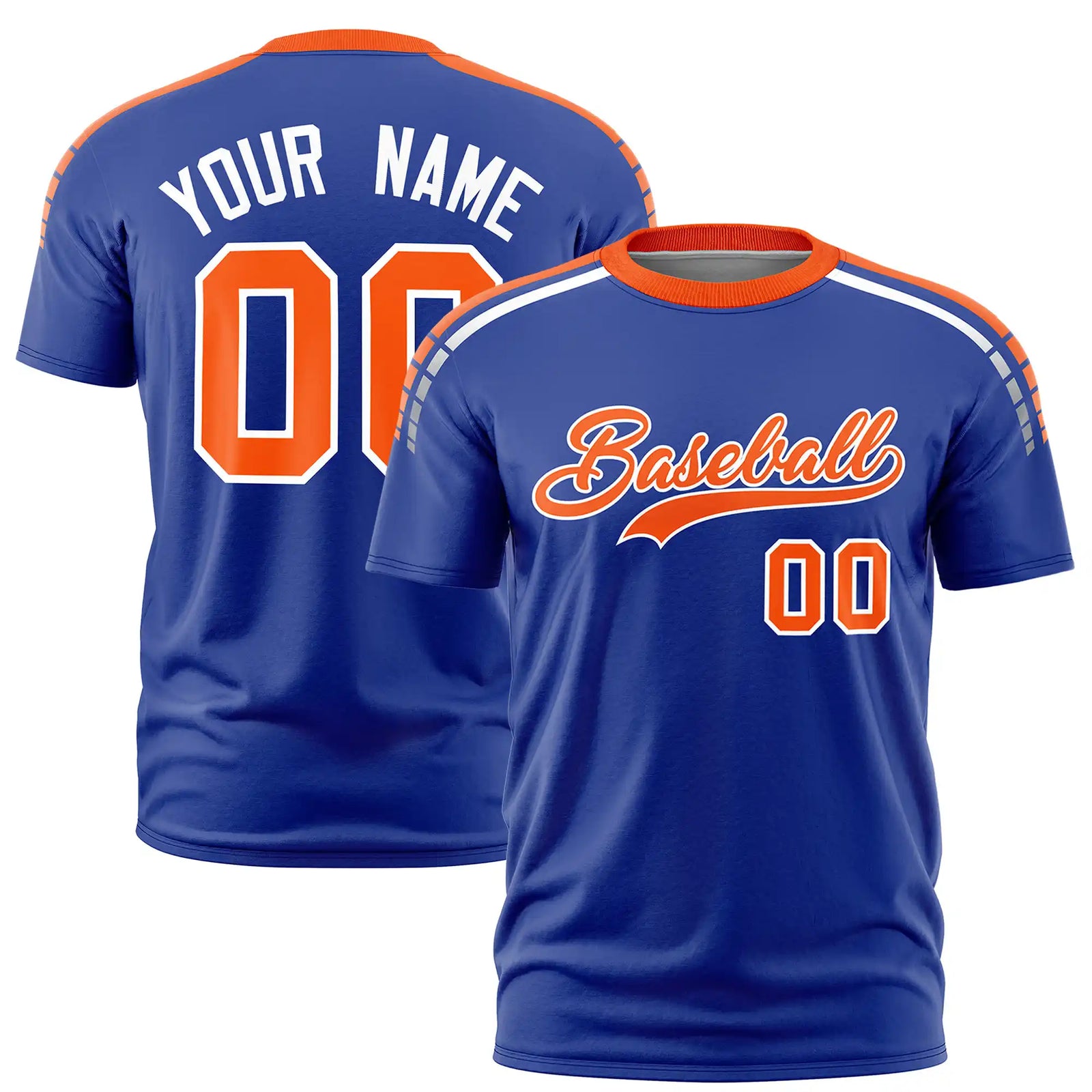 Custom Royal Blue Orange-White Performance T-Shirt