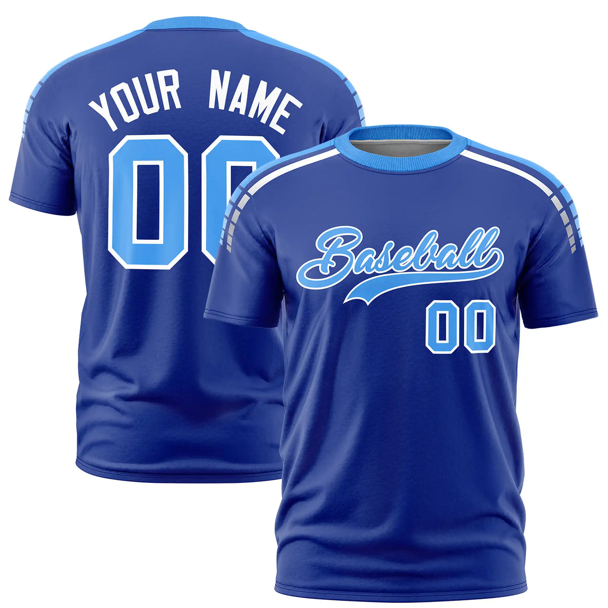 Custom Royal Blue Powder Blue-White Performance T-Shirt