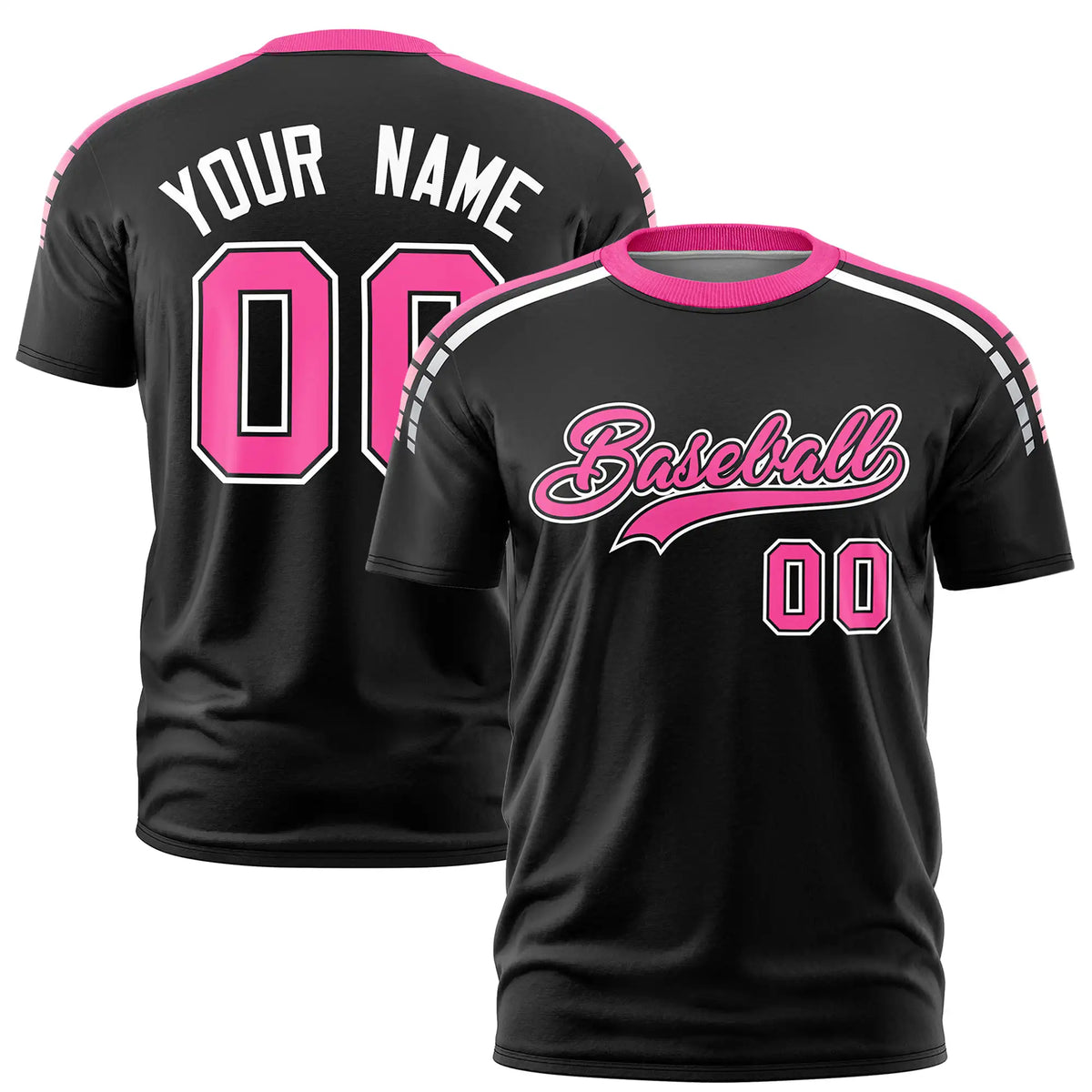Custom Black Pink-White Performance T-Shirt