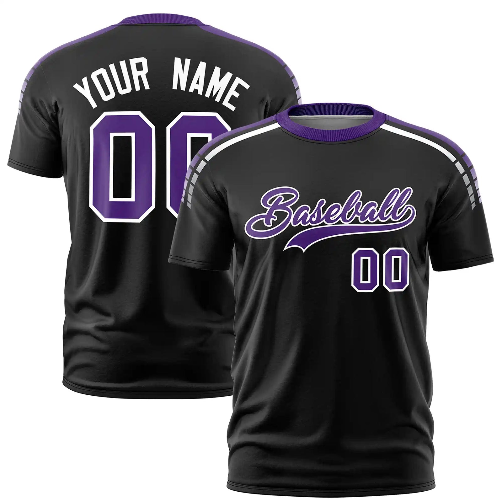 Custom Black Purple-White Performance T-Shirt