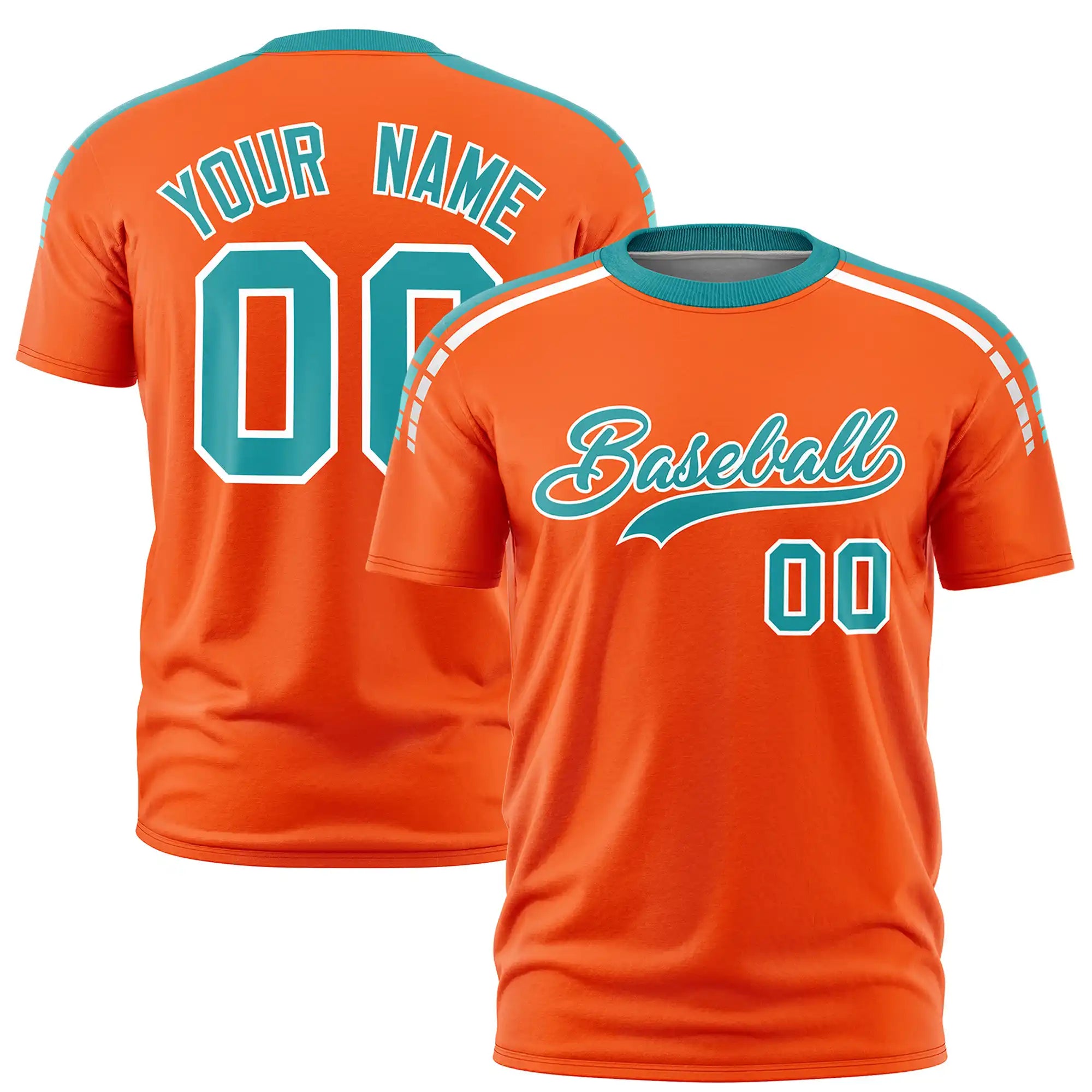 Custom Orange Aqua-White Performance T-Shirt